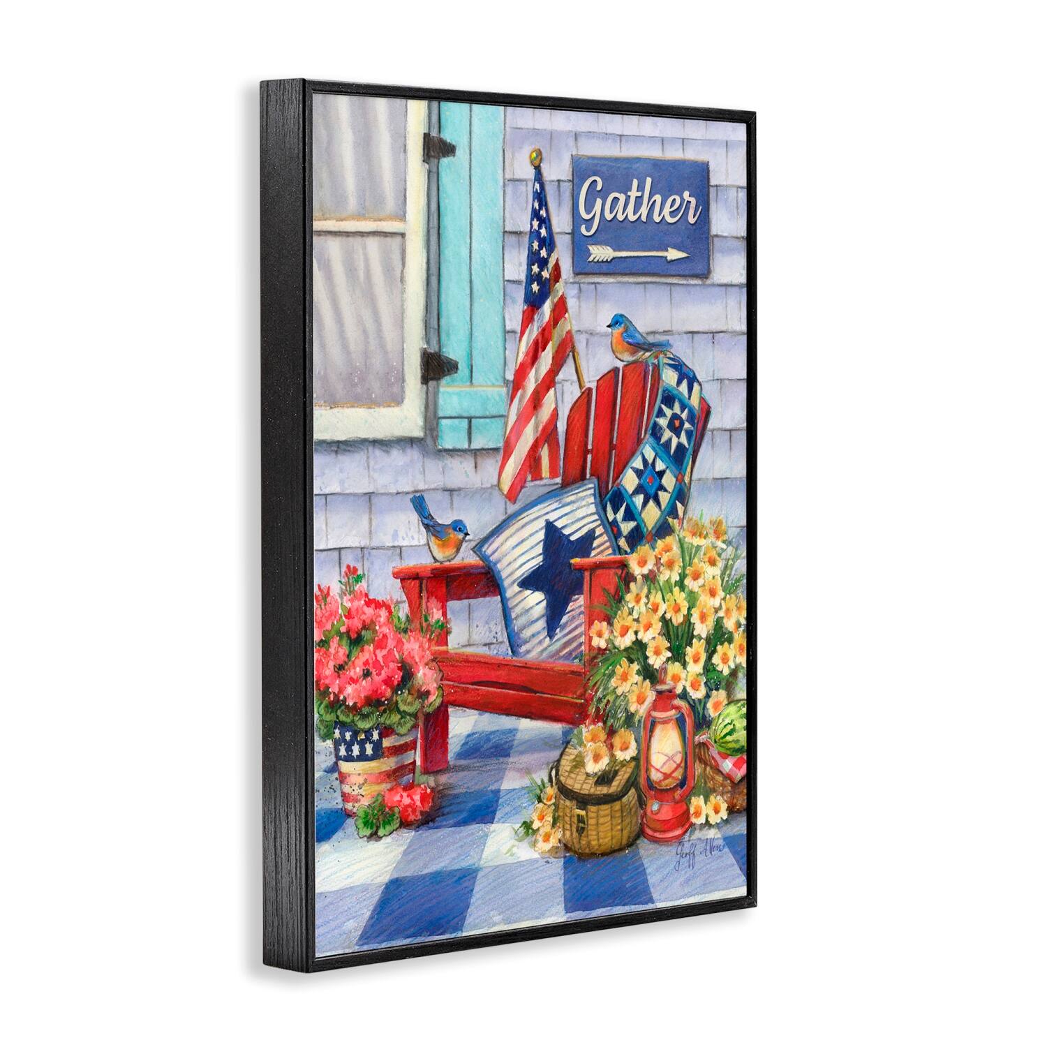 Stupell Industries Patriotic Porch View Framed Giclee Art