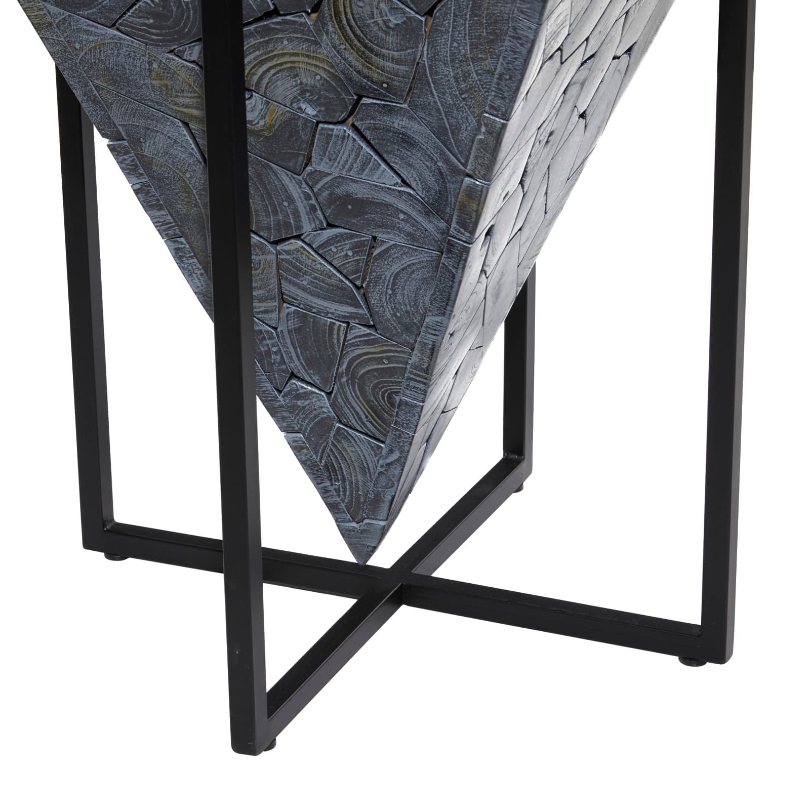 22" Gray Teak Wood Contemporary Accent Table