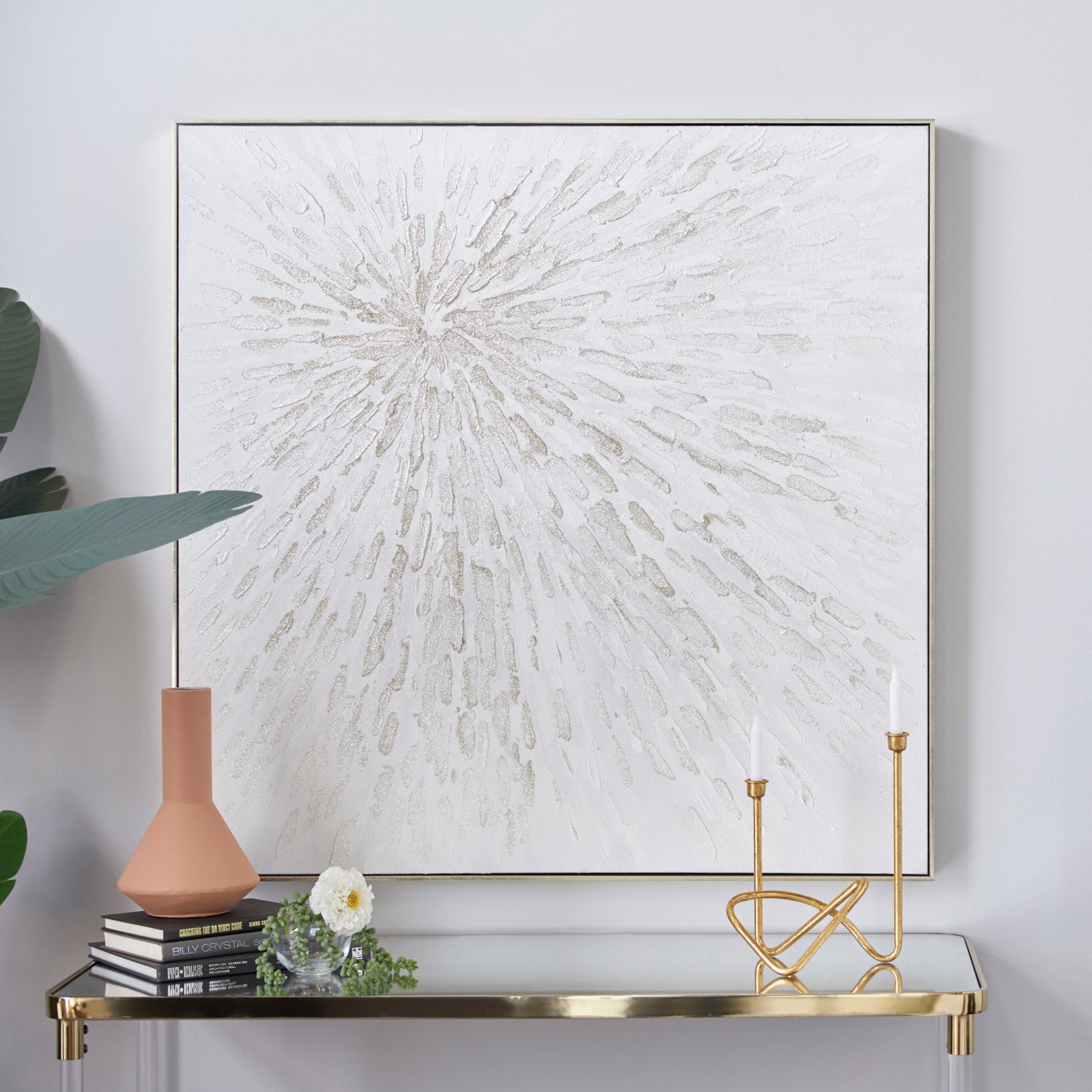 CosmoLiving by Cosmopolitan White Canvas Contemporary Wall Art, 39" x 39" x 2"