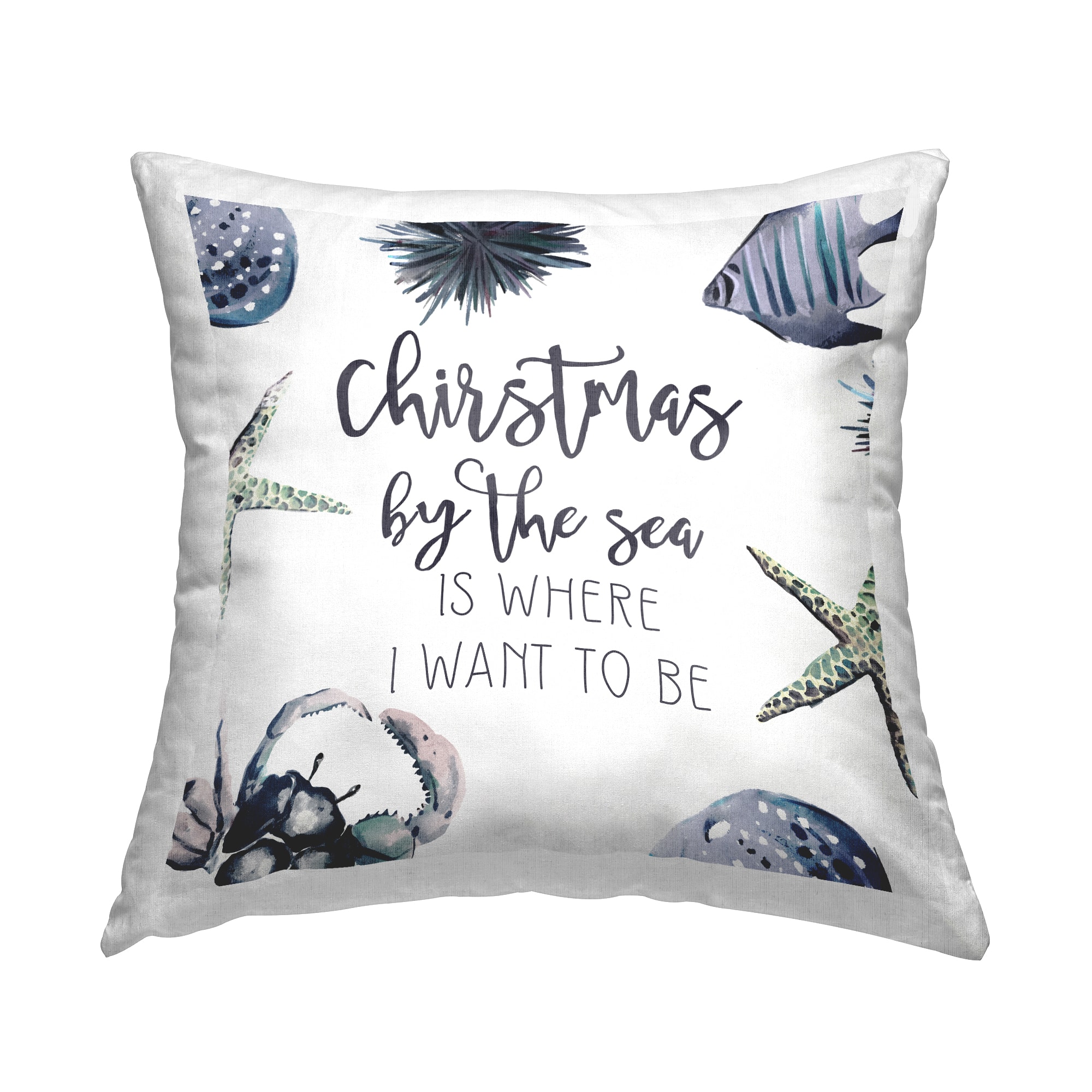Stupell Industries Coastal Christmas by the Sea Coastal Throw Pillow