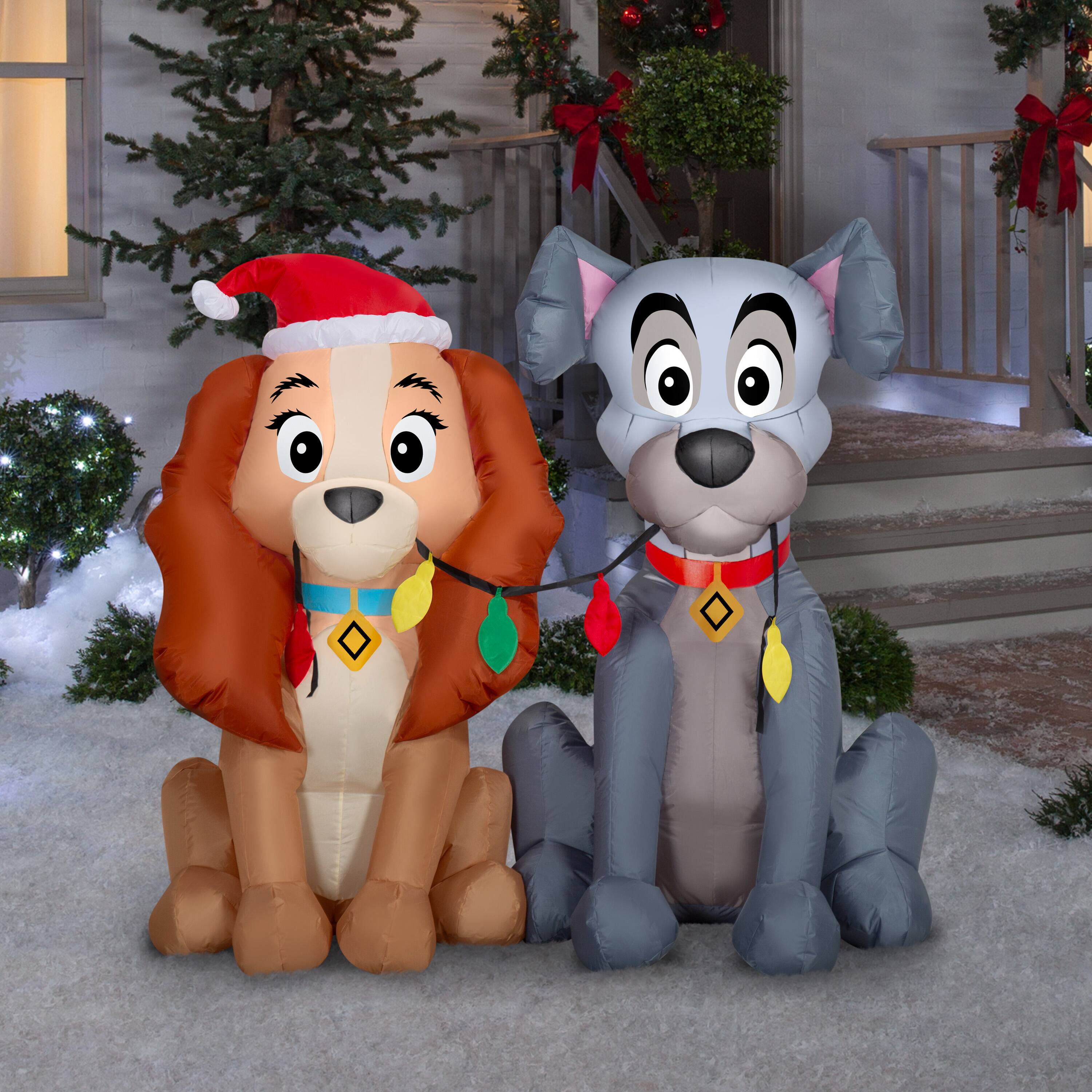 4ft. Airblown® Disney® Inflatable Lady & Tramp with Light Strings Christmas Décor