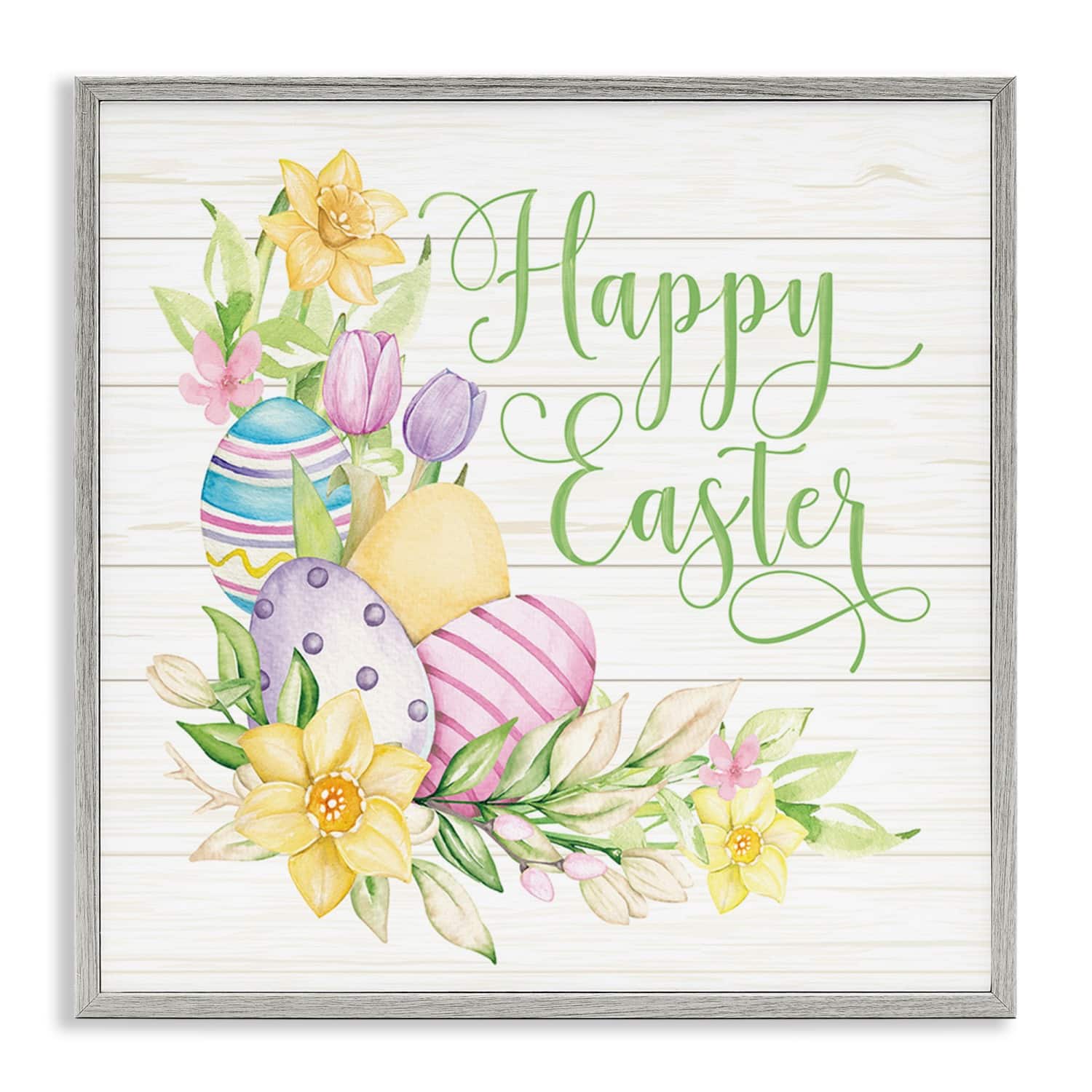 Stupell Industries Happy Easter Daffodils Framed Giclee Art