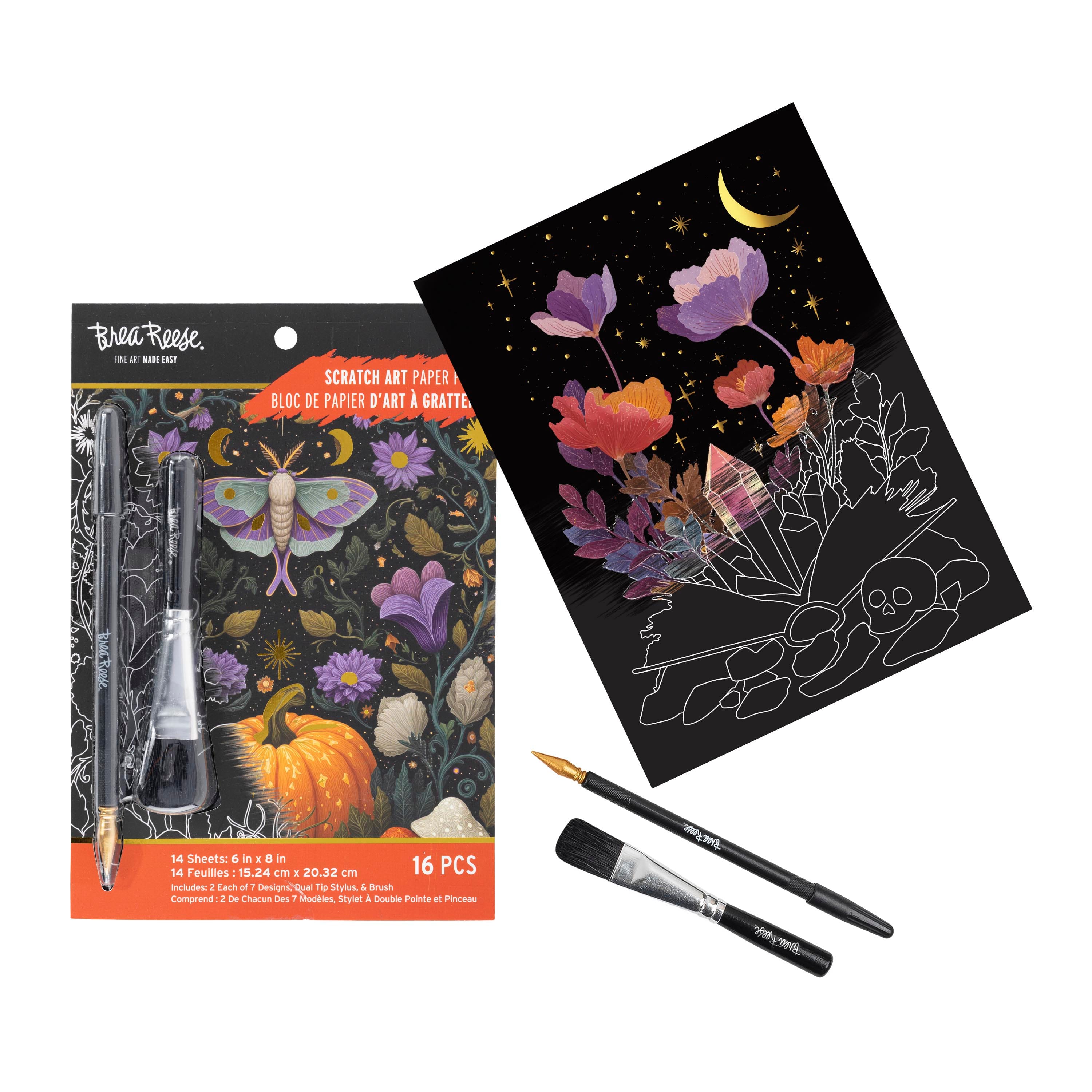 Brea Reese® 6" x 8" Mystical Garden Scratch Art Paper Pad