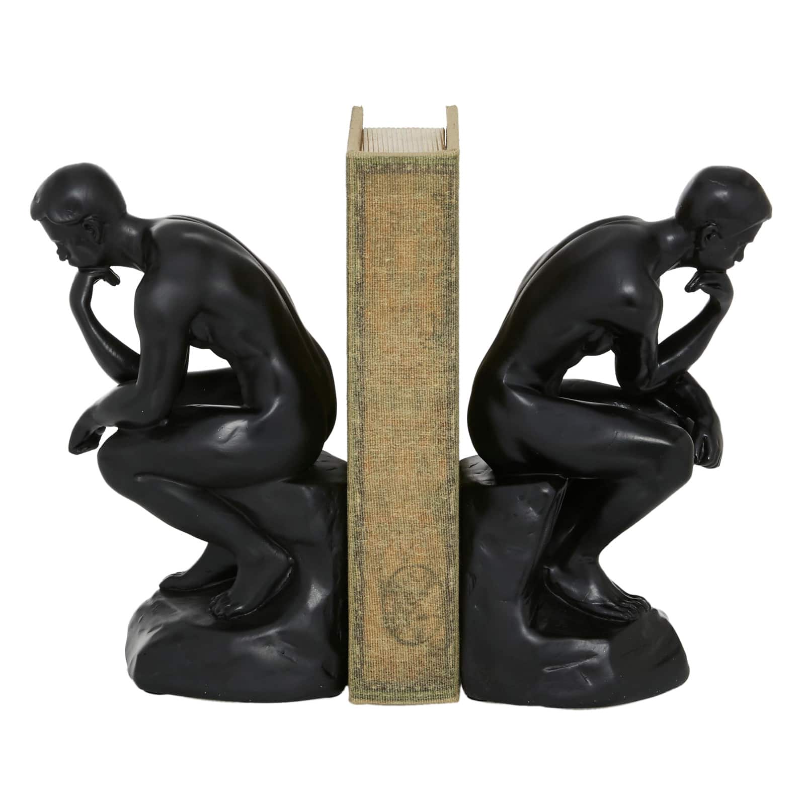 9" Black The Thinker Vintage Bookends