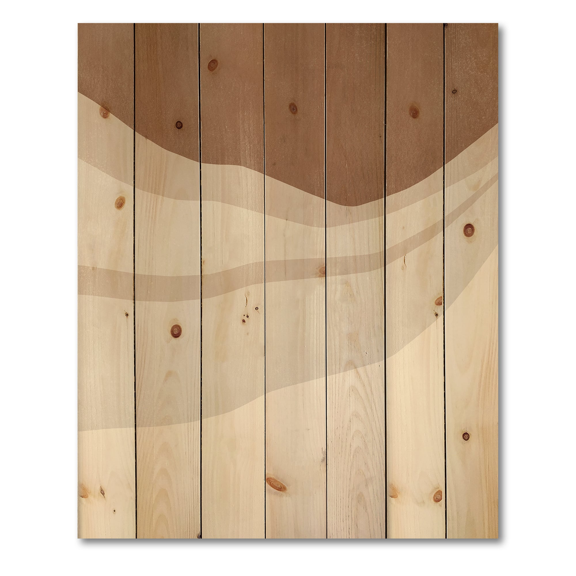 Designart - Terracotta and Ivory Shapes with Scuff Effect - Modern Print on Natural Pine Wood