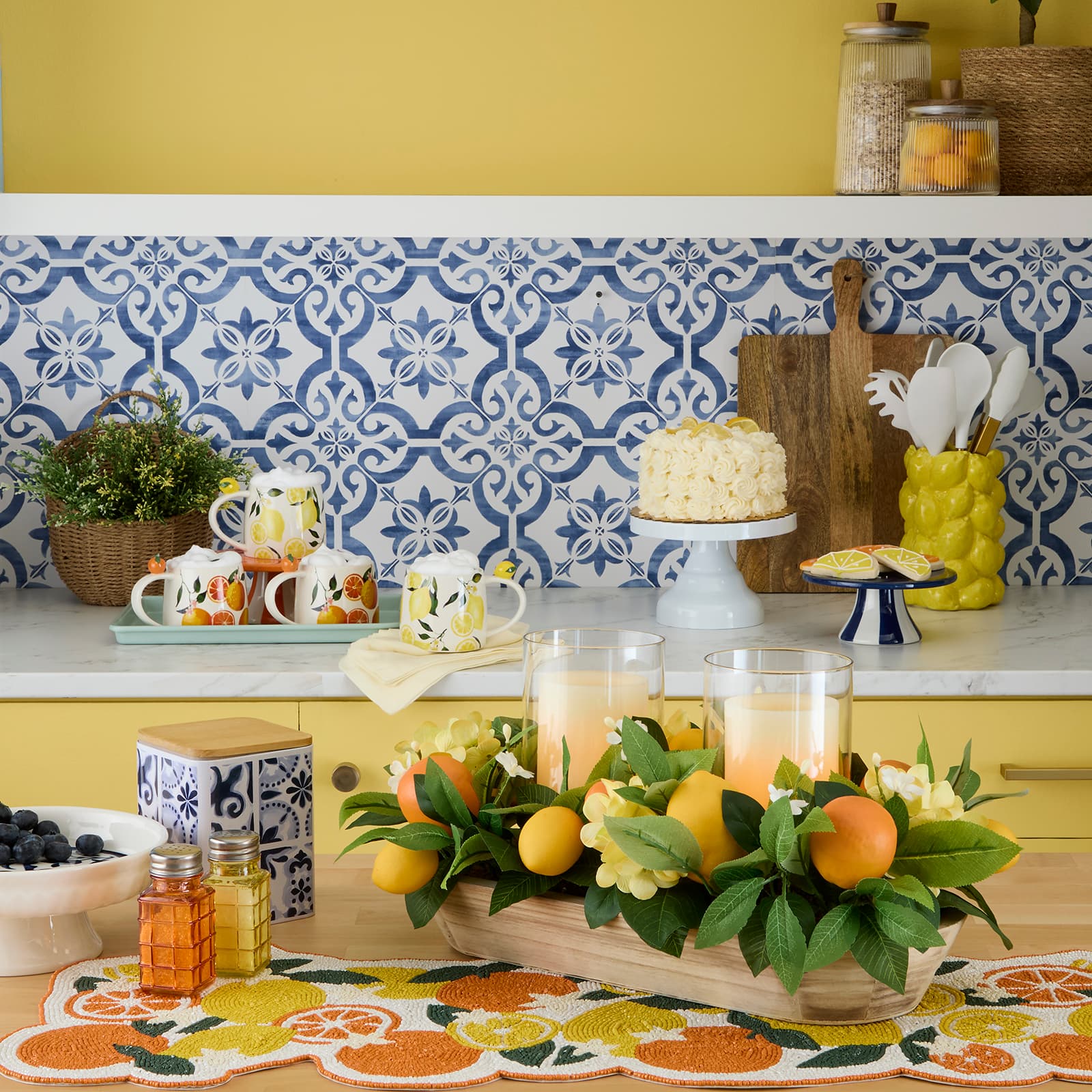 18" Orange & Lemon Pillar Candle Holder by Ashland®