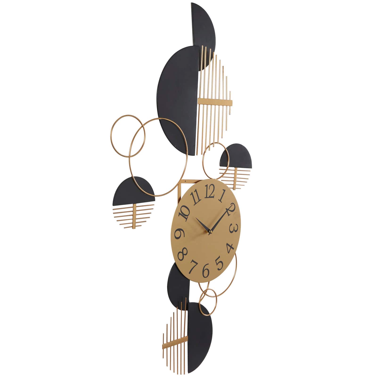 44" Black Metal Half Moon Geometric Wall Clock Décor
