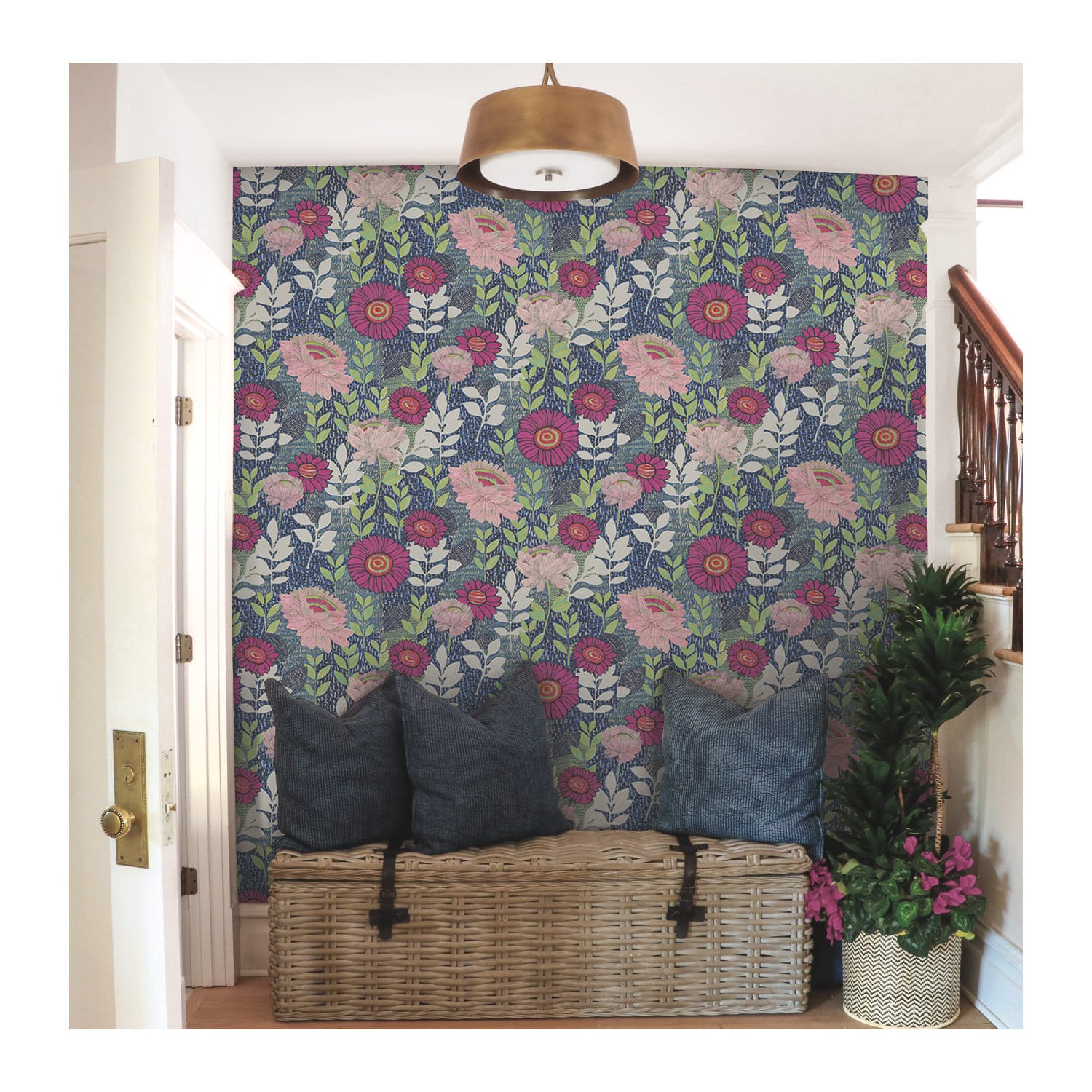 RoomMates Tamara Day Blue Botanical Garden Peel & Stick Wallpaper