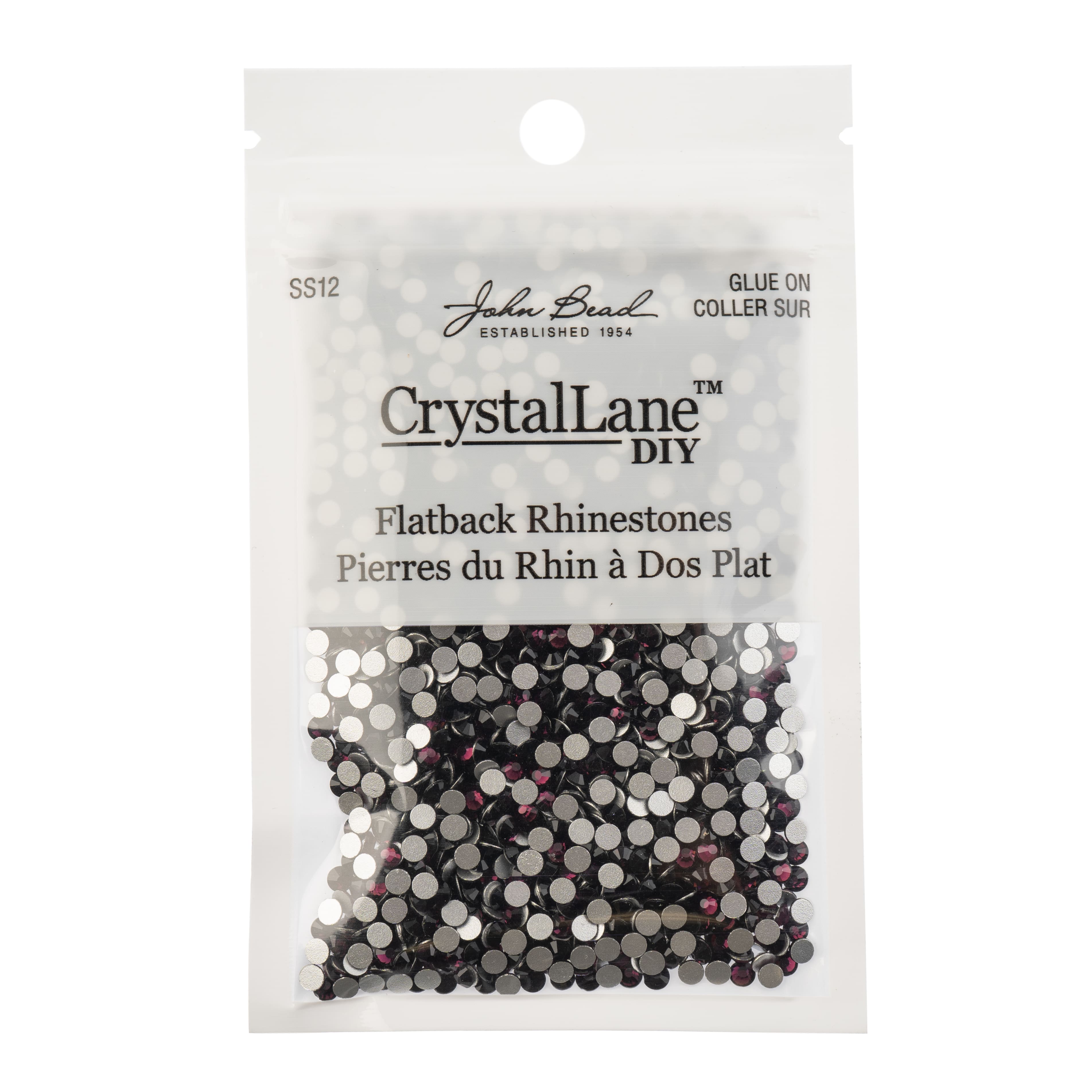 Crystal Lane DIY SS12 Glass Round Flatback Rhinestones, 2880ct.