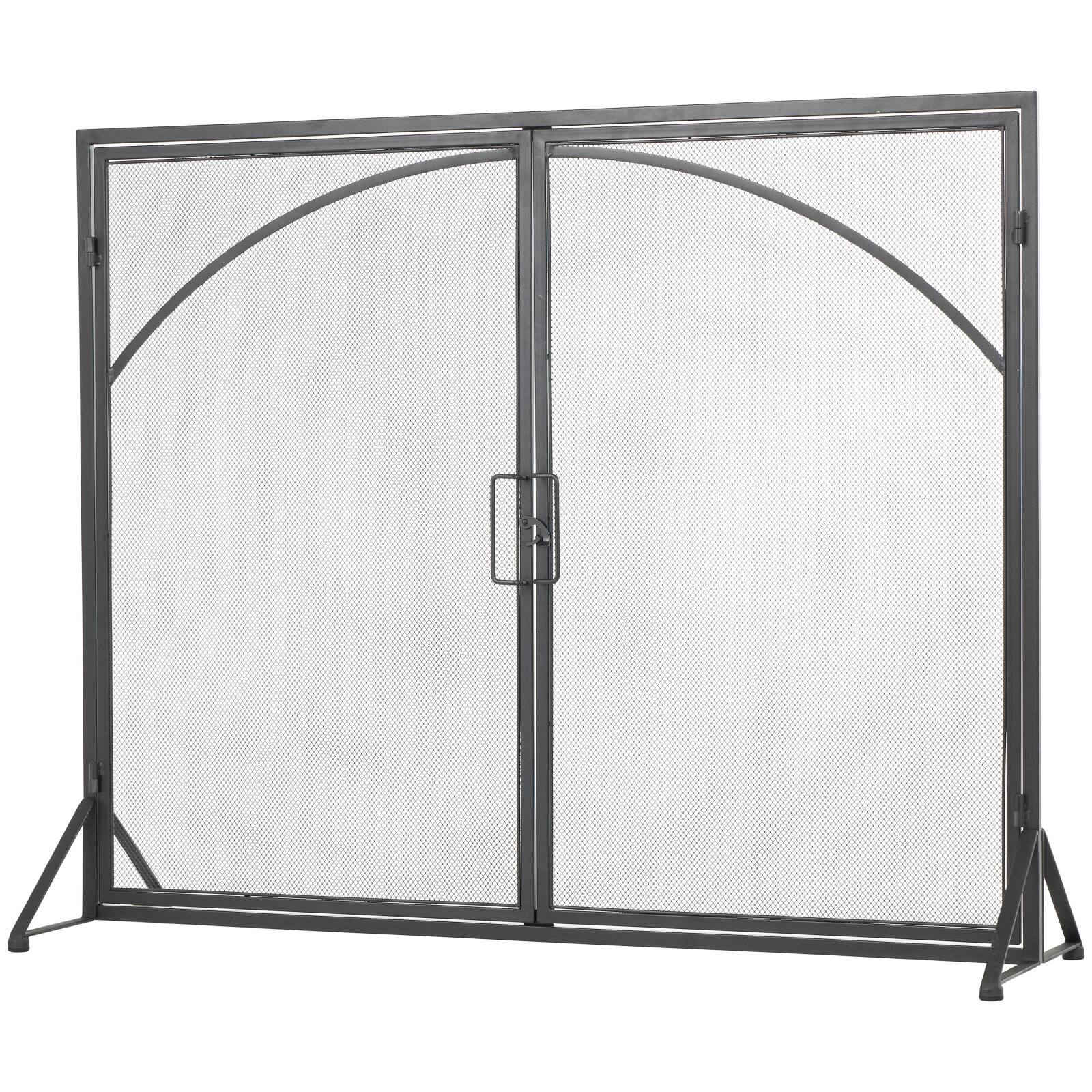 39" Black Metal Minimalistic Single Panel Fireplace Screen