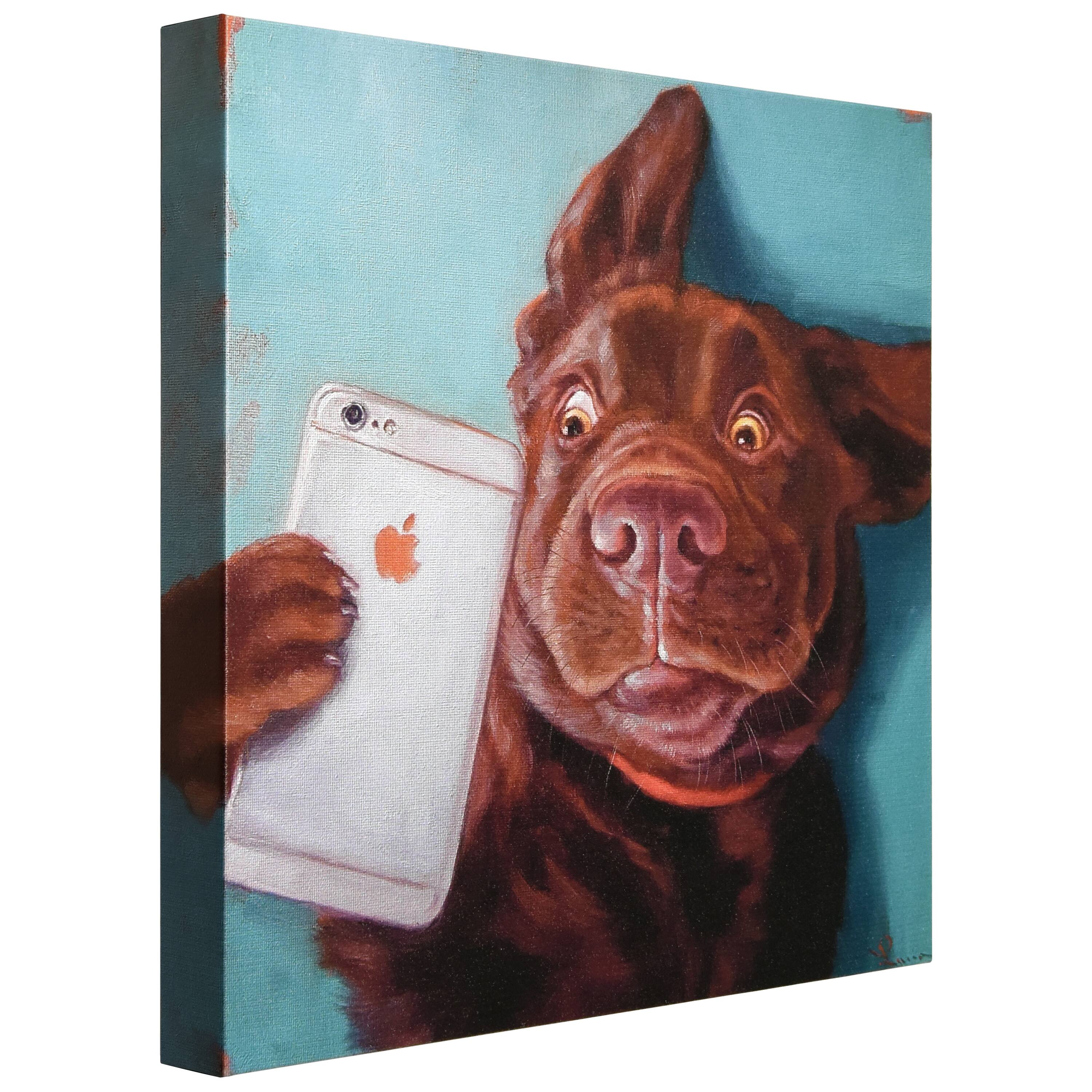 Empire Art Direct 18" x 18" Dog Selfie Canvas Wall Art