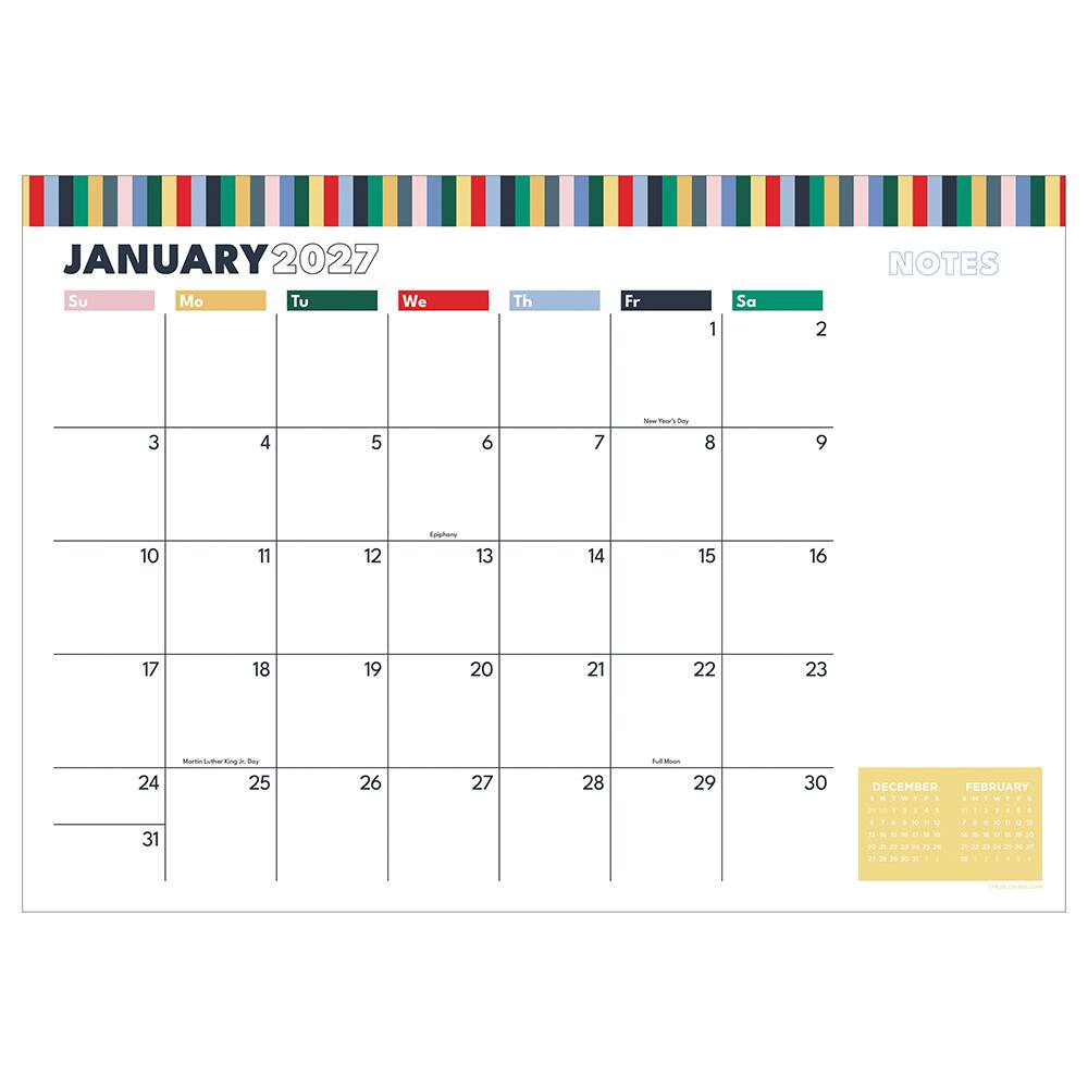 2027 Long Weekend Medium Desk Pad Monthly Blotter Calendar
