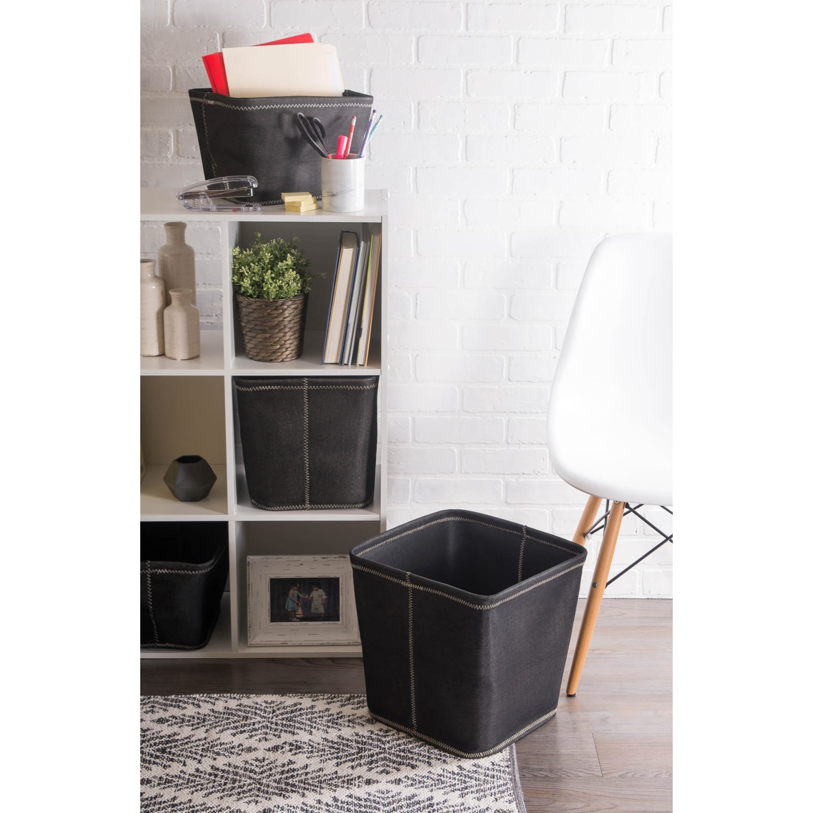 DII® 11" Zig Zag Stitch Trapezoid Fabric Bins, 2ct.