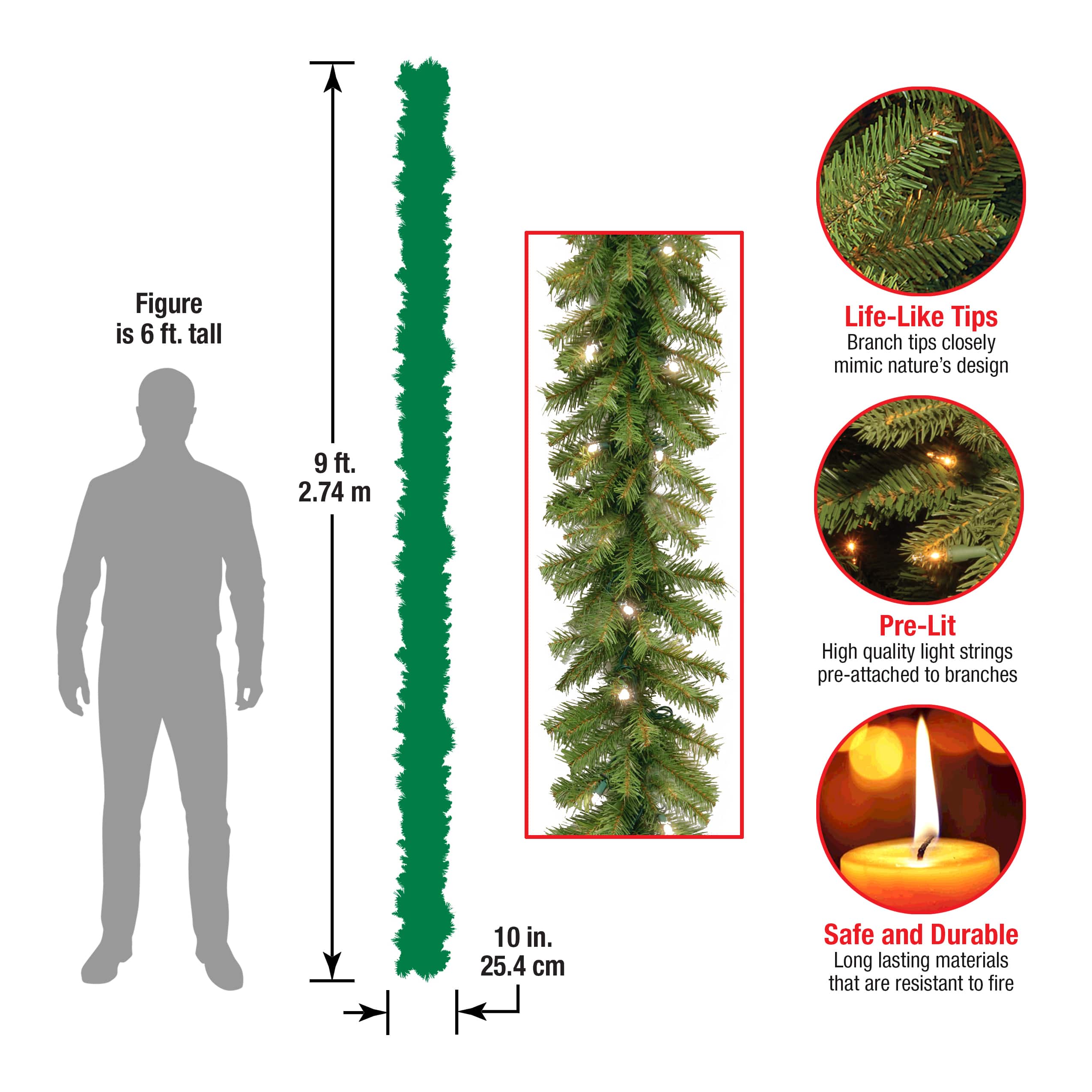 9ft. Norwood Fir Garland, Soft White LED Lights