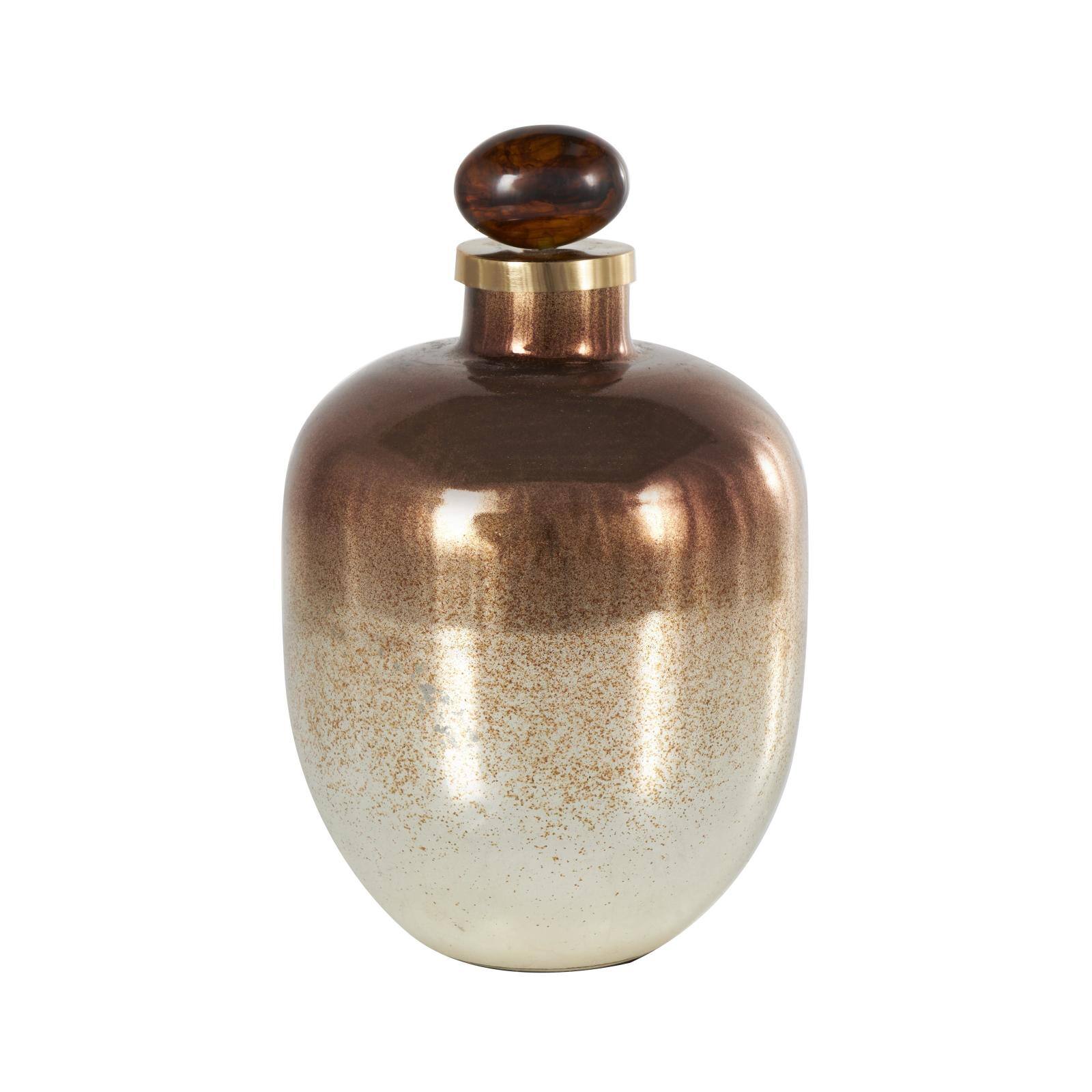 13" Gold, Beige & Copper Glass Speckled Ombre Decorative Jar