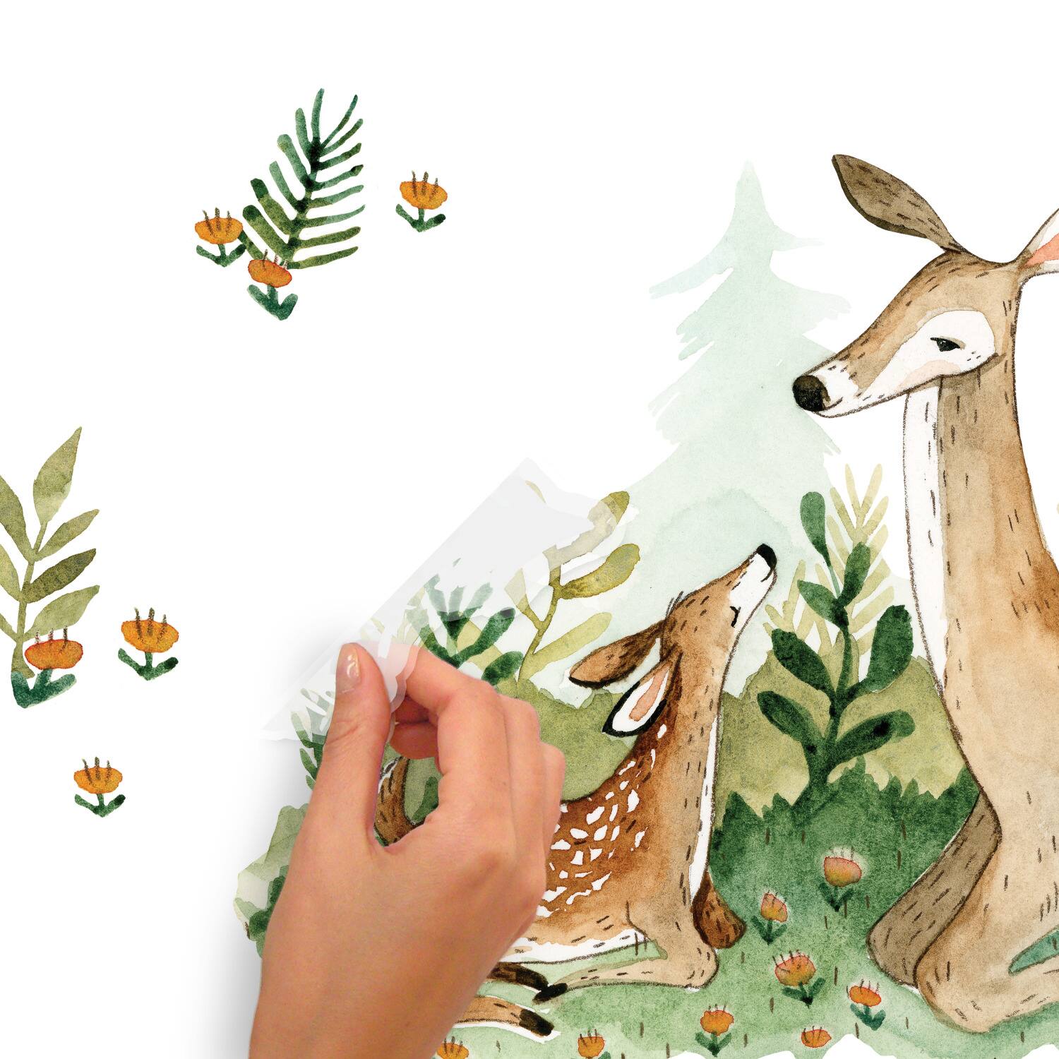 RoomMates Mama & Baby Woodland Deer Peel & Stick Giant Wall Decal Set