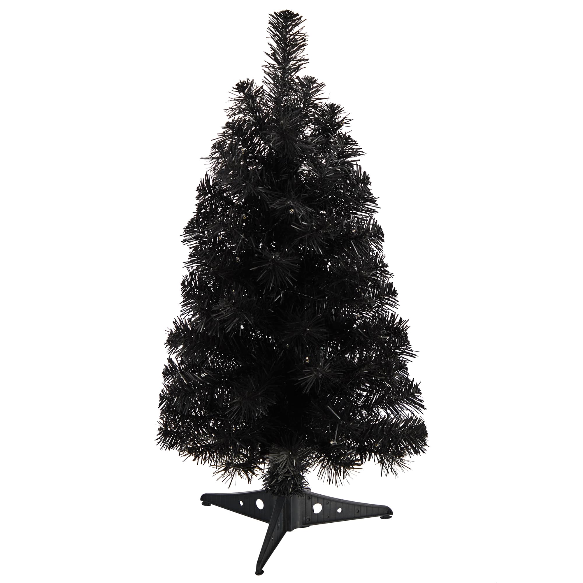 2ft. Pre-Lit Black Artificial Christmas Tree, Warm White LED Lights