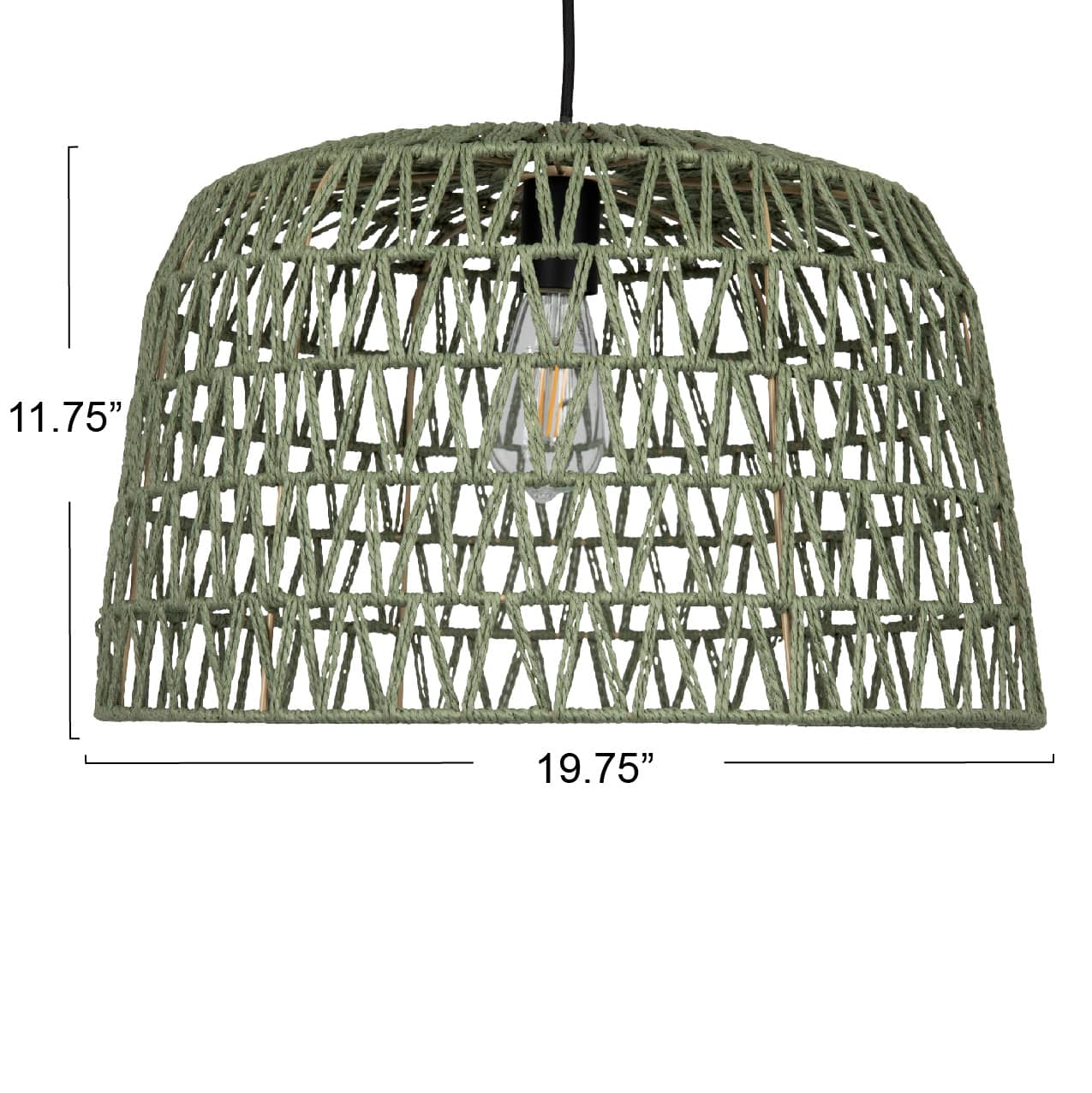 Hello Honey® 19.5" Boho Open Weave Metal and Paper Rope Ceiling Light