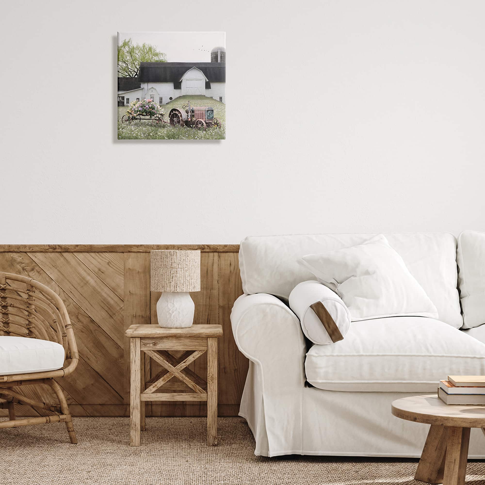 Stupell Industries Floral Tractor and Flower Field Barn Canvas Wall Art