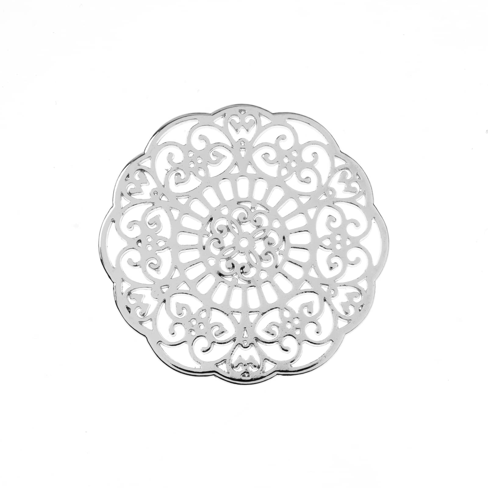 John Bead 31mm Silver Mandala Beadwork Pendants, 3ct.