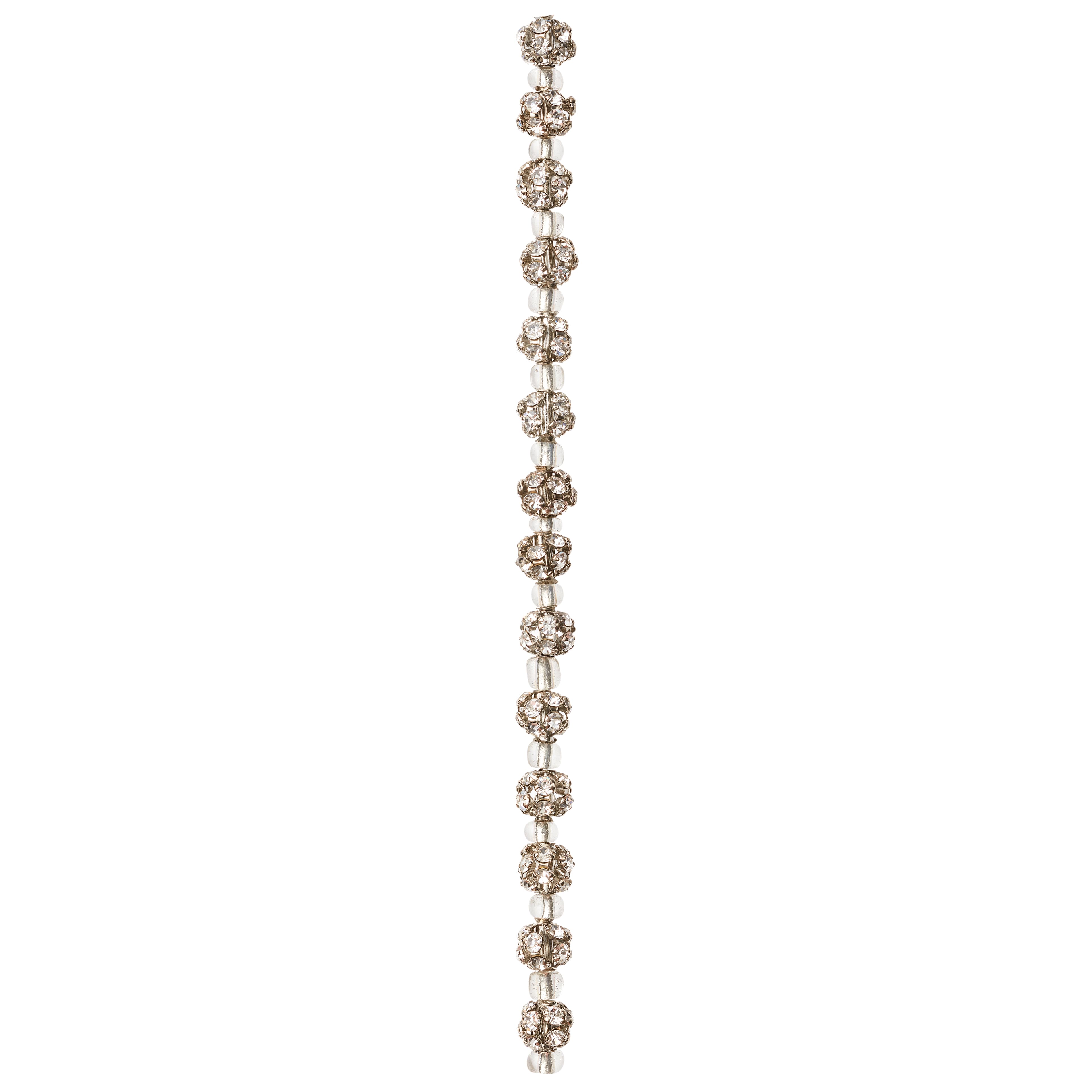 12 Pack:  Silver Rhinestone Studded Round Beads, 6mm by Bead Landing™