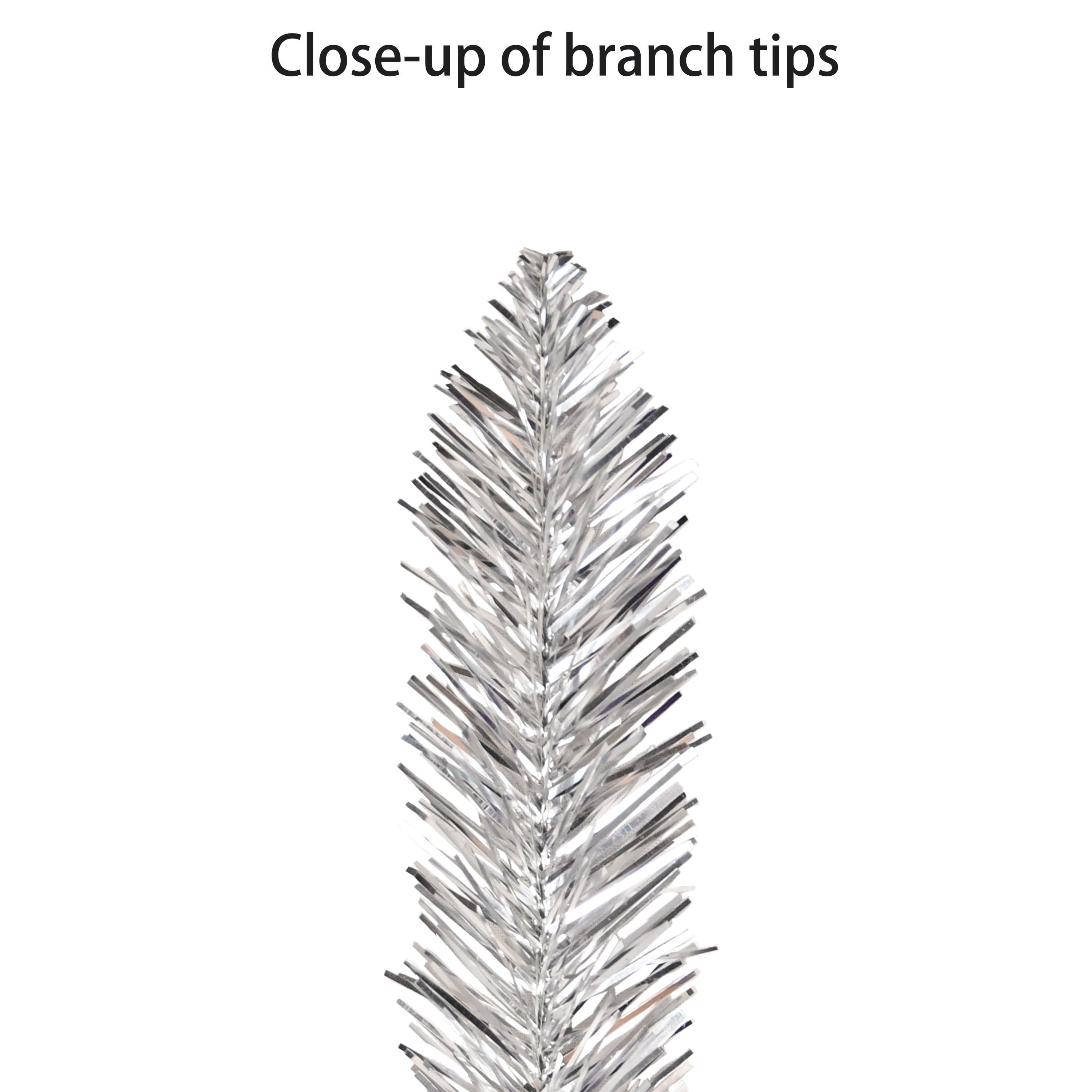 6ft. Pre-Lit Silver Alpine Pencil Artificial Christmas Tree, Clear Lights