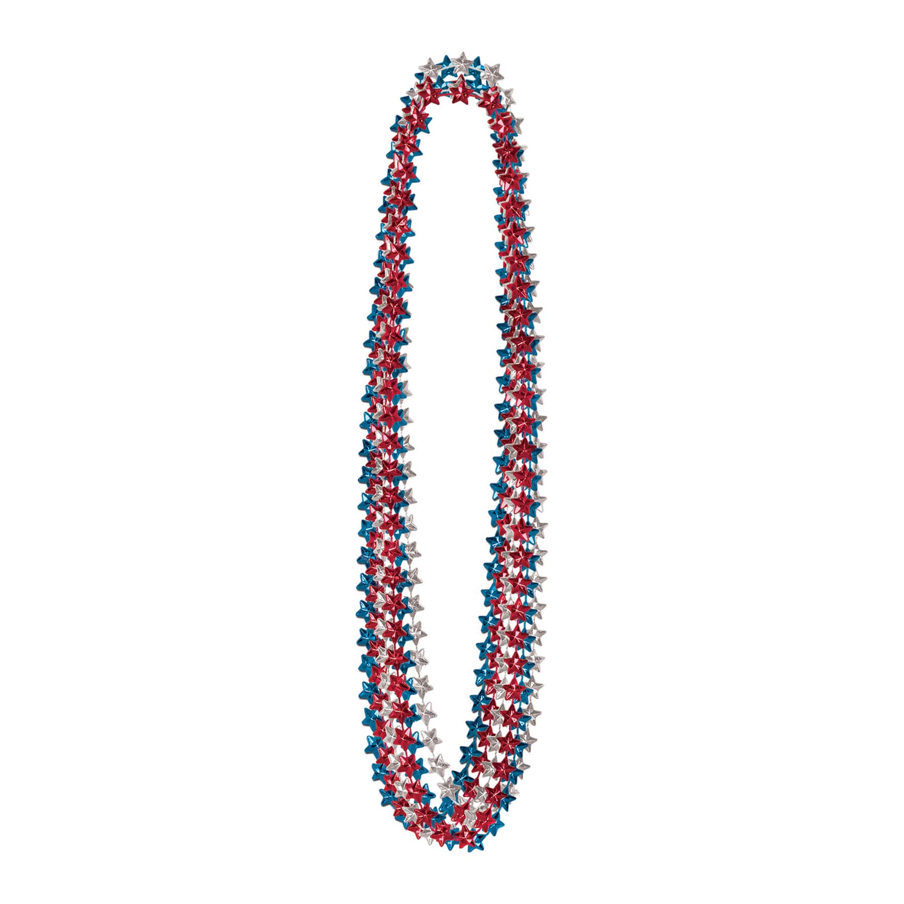 Beistle 33" Red, Silver & Blue Star Beads, 12ct.