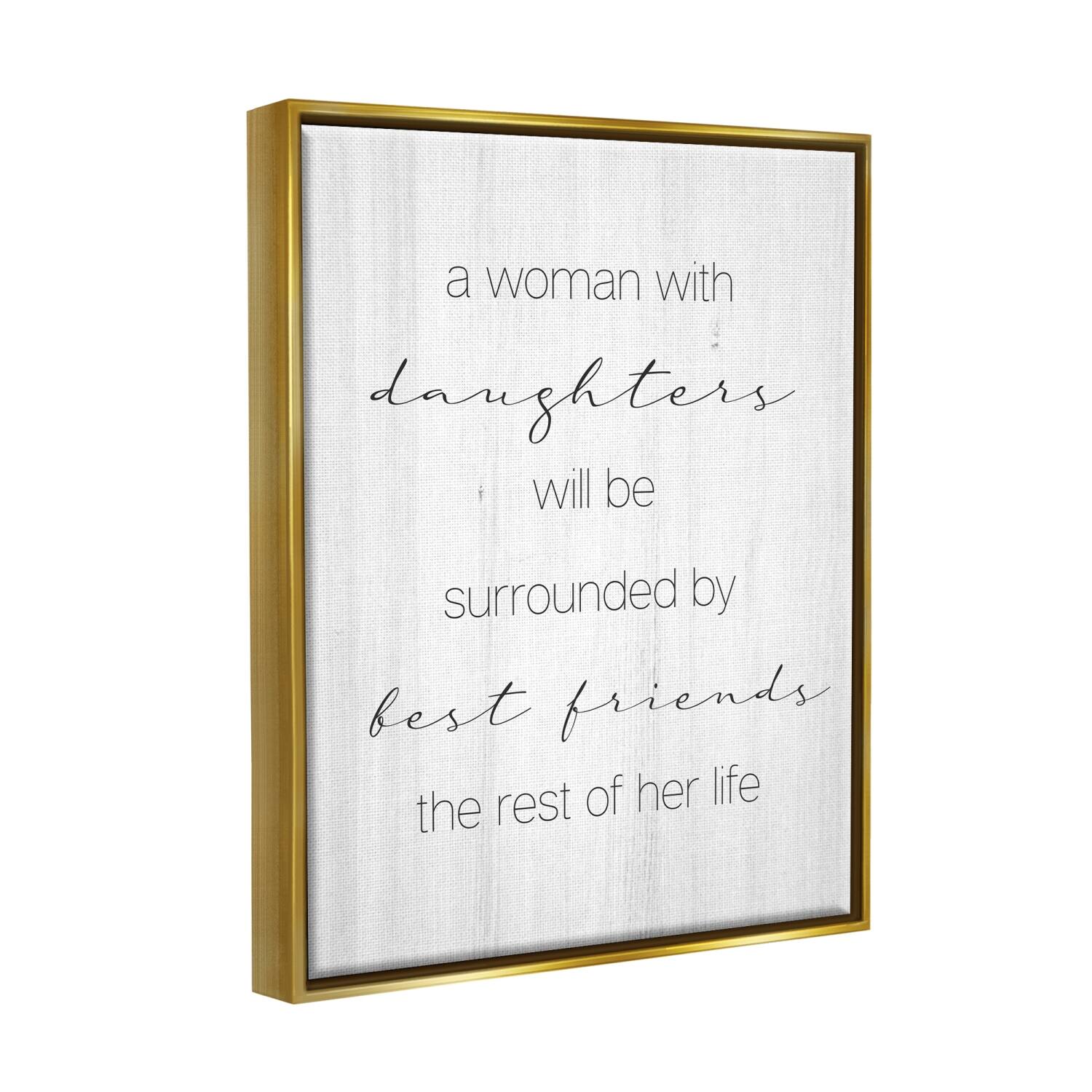 Stupell Industries Best Friend Daughters Birch Pattern Typography Phrase Floater Framed Art