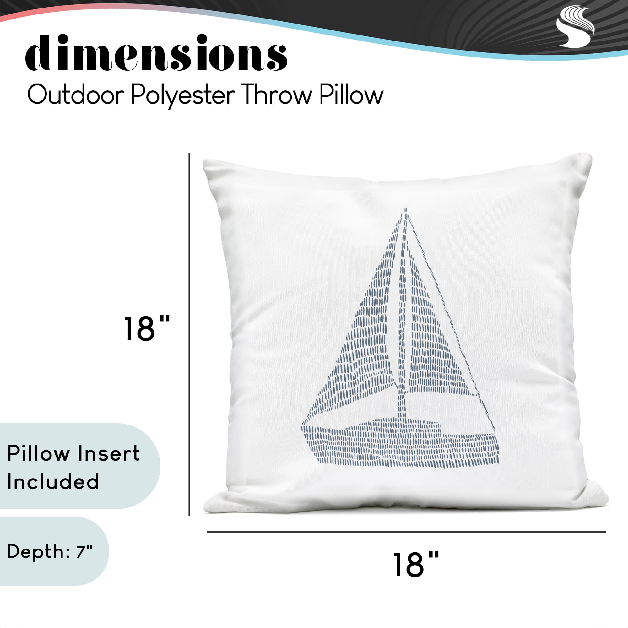 Stupell Industries 18" x 18" Minimal Sail Boat Outdoor Print Throw Pillow