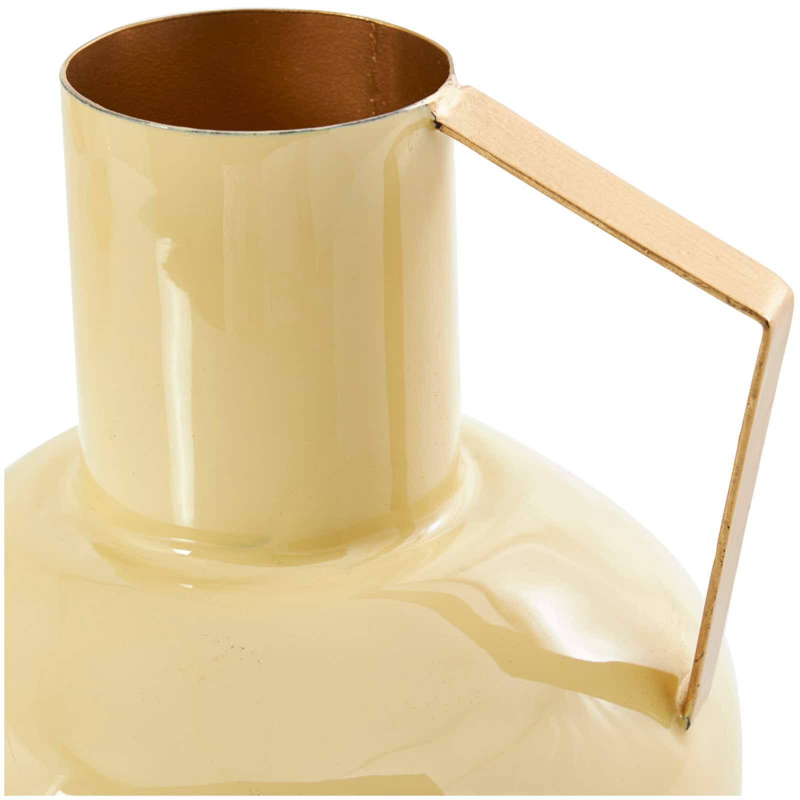 CosmoLiving by Cosmopolitan Yellow Metal Abstract Enameled Vase with Gold Handle Set