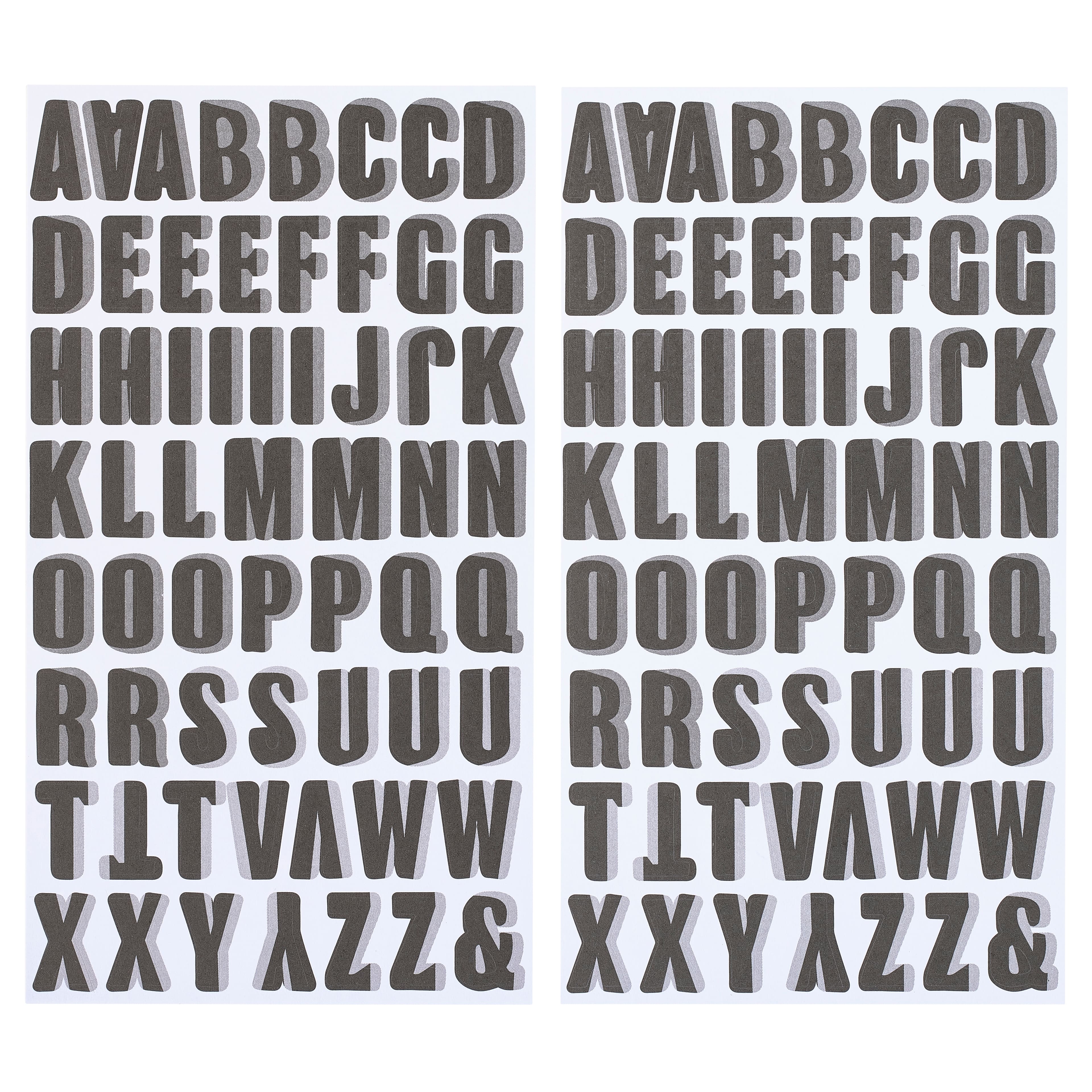 12 Packs: 120 ct. (1440 total) Black Block Alphabet Stickers with Gray Shadow By Recollections™