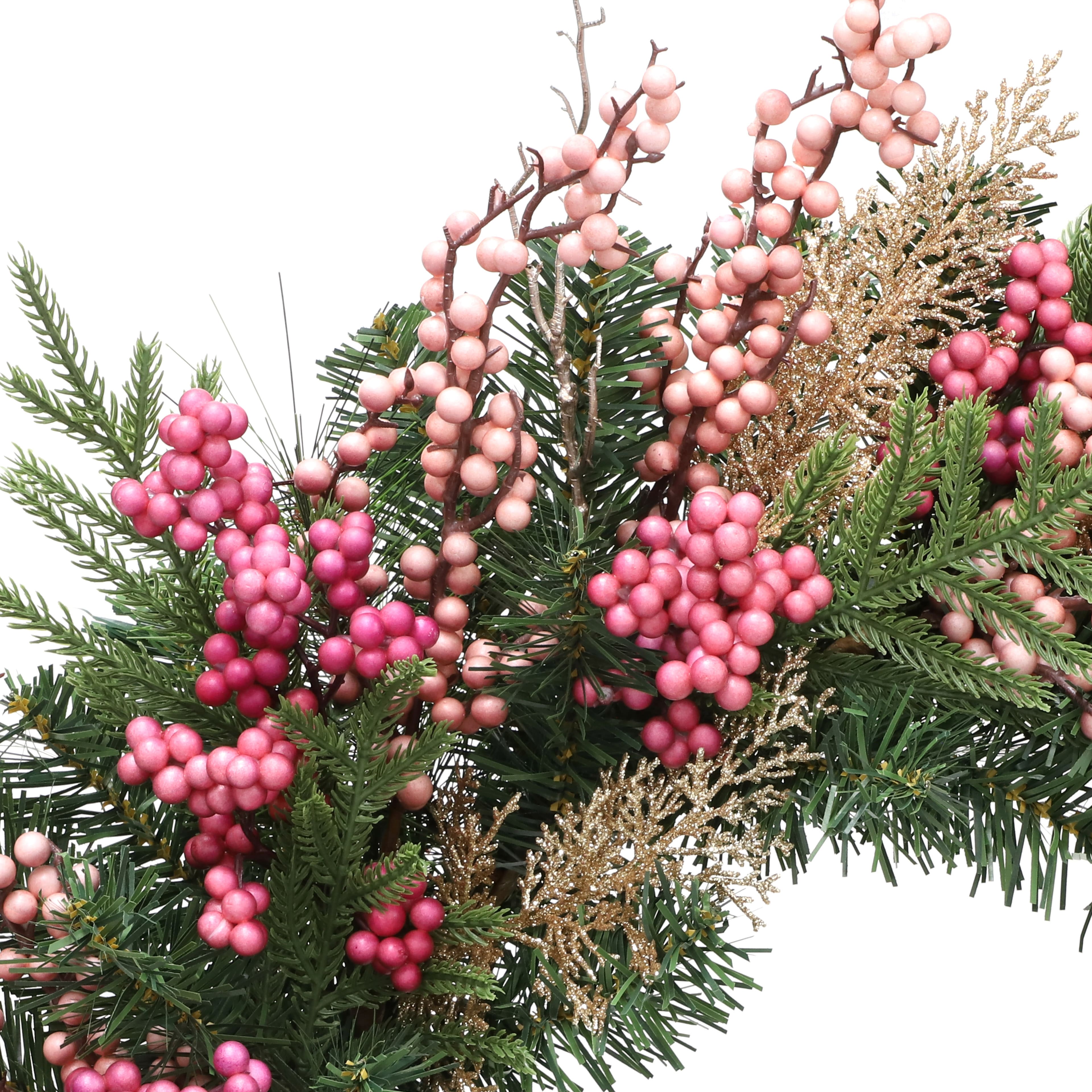 26" Pink Berry & Mixed Pine Wreath by Ashland®