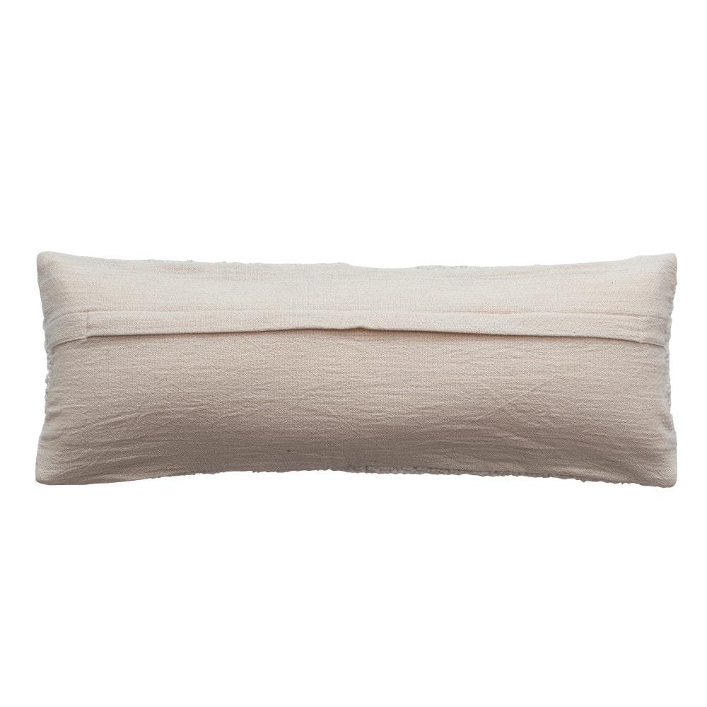Hello Honey® Cream & Navy Embroidered Lake House Wool & Cotton Lumbar Pillow