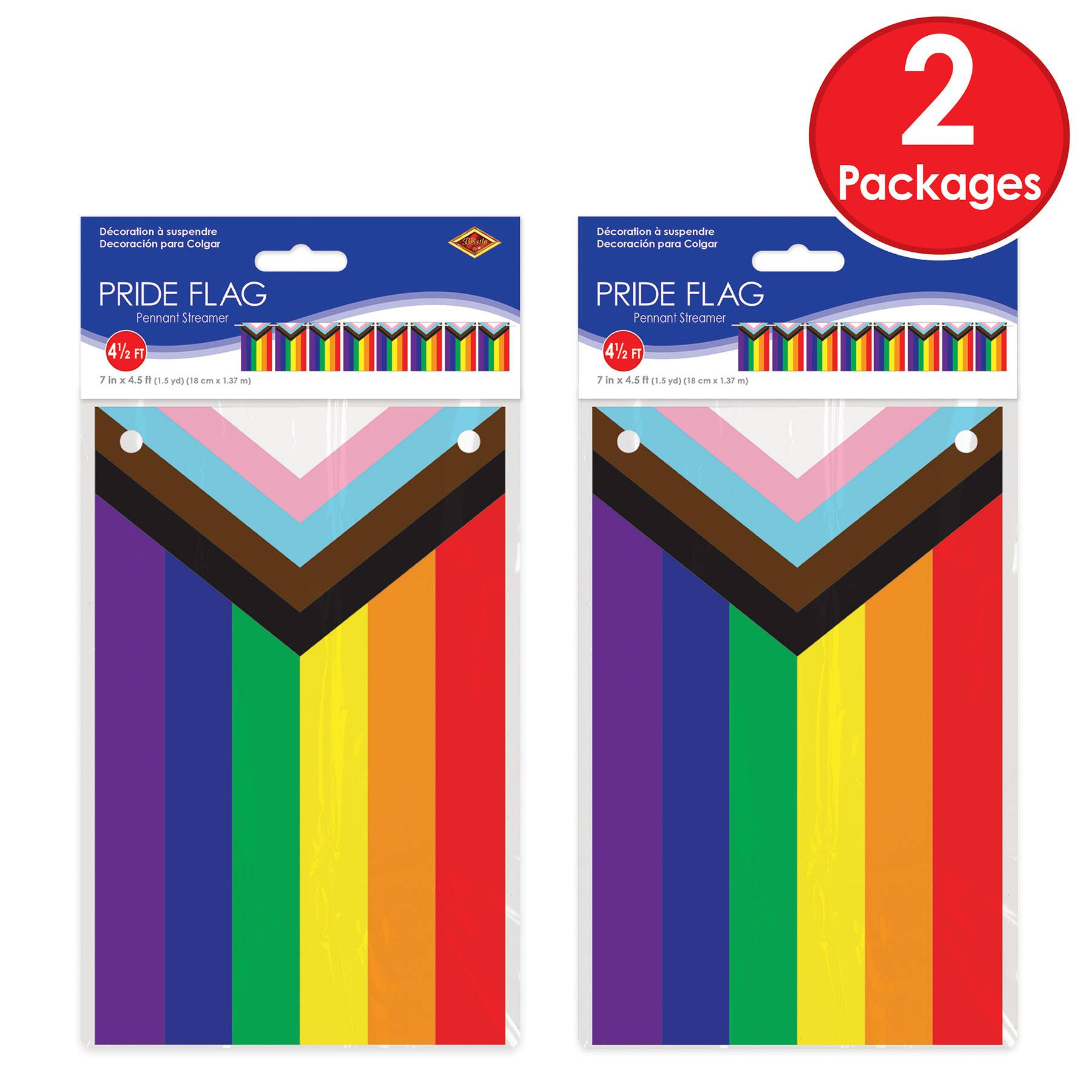 Beistle 4.5ft. Pride Flag Pennant Streamers, 2ct.
