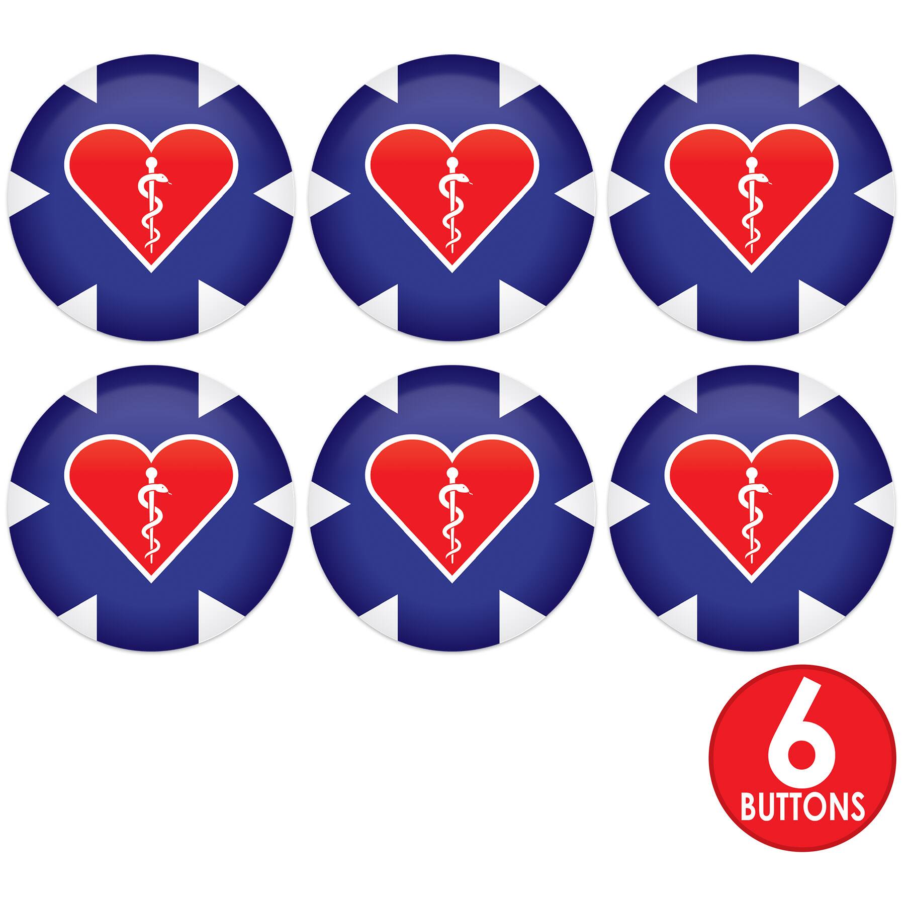 Beistle 2" Blue Medical Star Icon with Red Heart Buttons, 6ct.