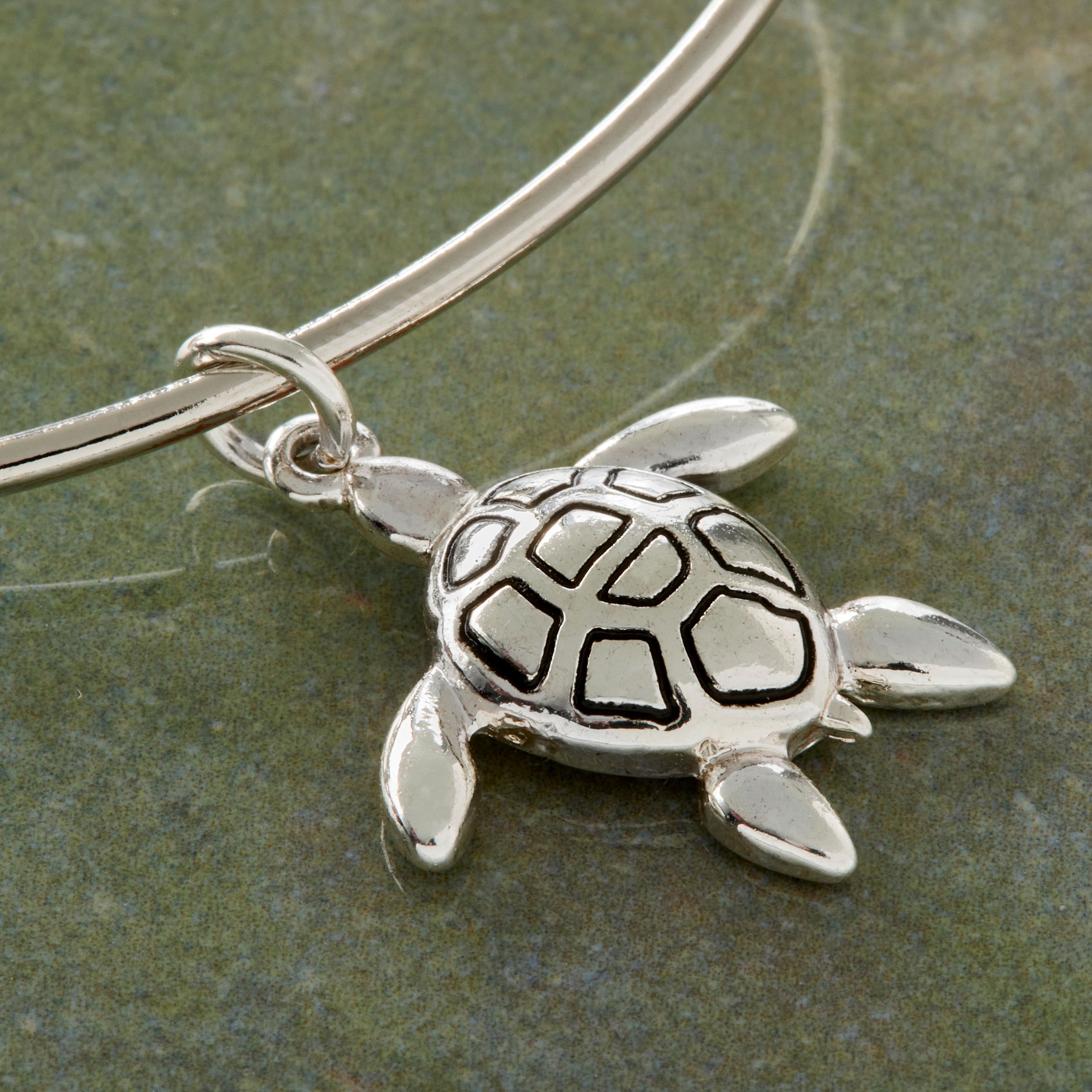 12 Pack: Charmalong™ Antique Silver Turtle Charm by Bead Landing™
