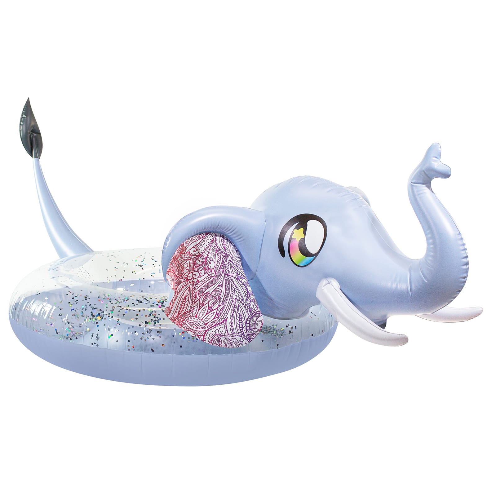PoolCandy Glitterfied® Elephant Jumbo Pool Tube with Drink Float