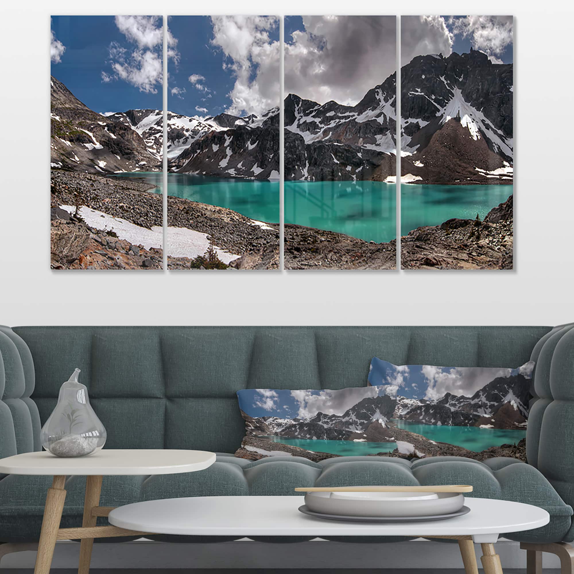 Designart - Distant Mountains and Mountain Lake