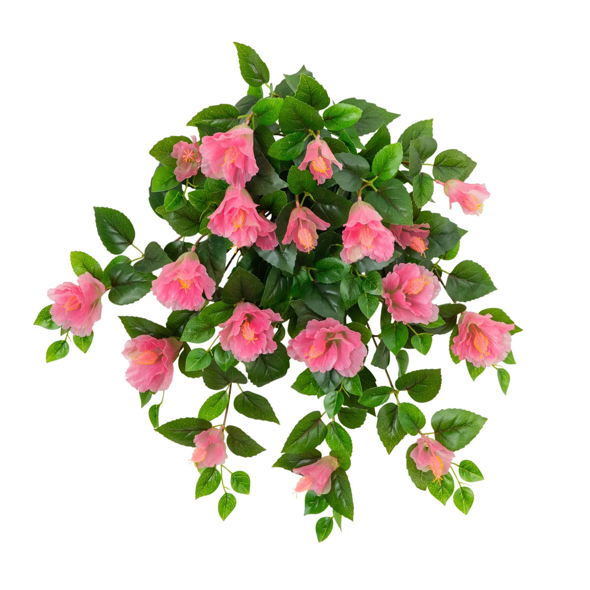 24" UV Resistant Artificial Hibiscus Hanging Plants