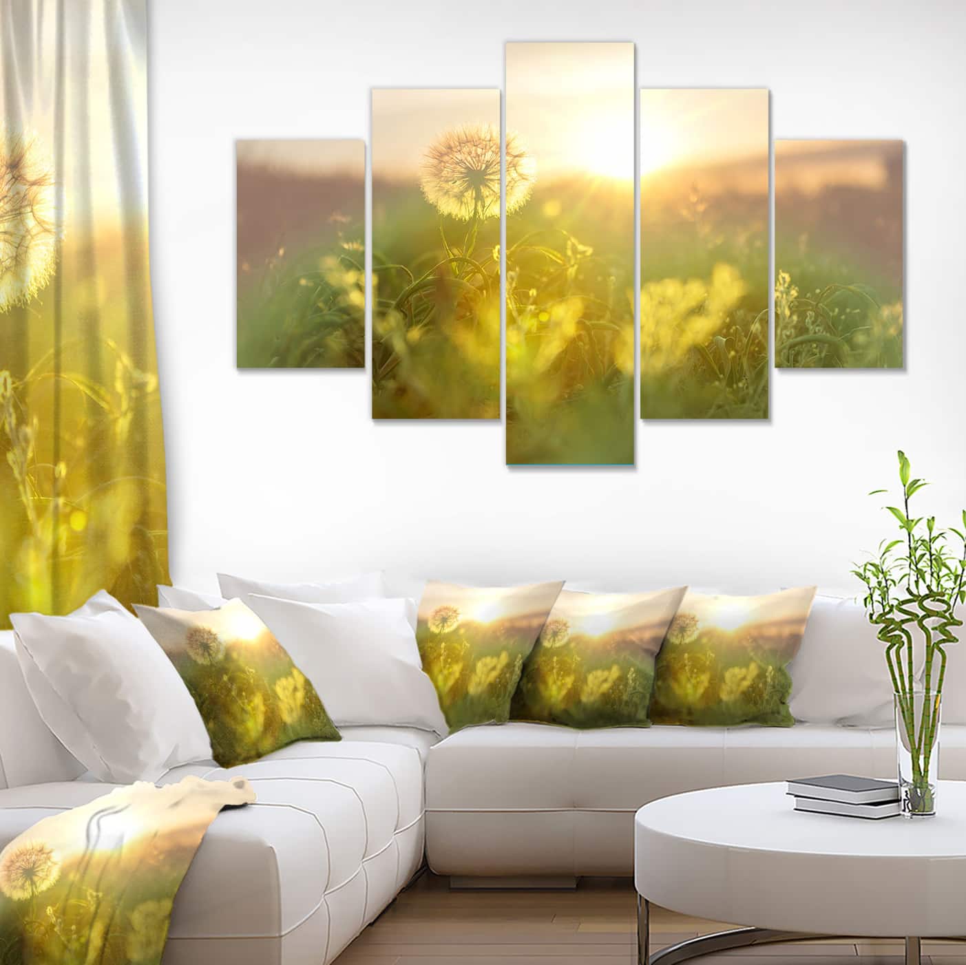 Designart - Dandelion Blooming Flower in Field - Floral Canvas Art Print