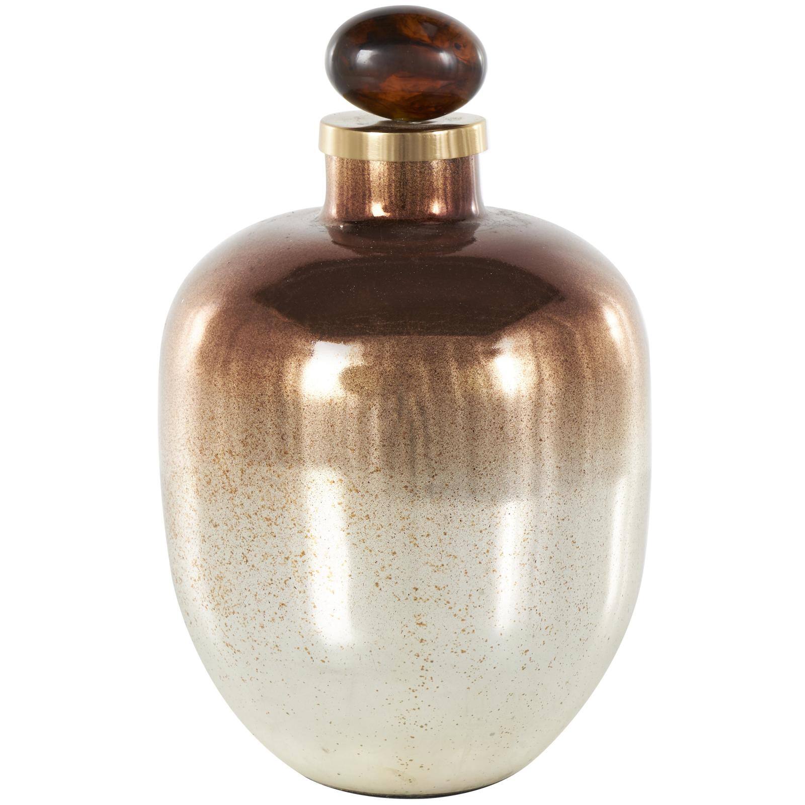13" Gold, Beige & Copper Glass Speckled Ombre Decorative Jar