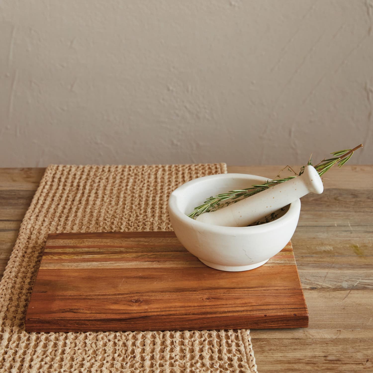 Hello Honey® White Round Stoneware Mortar & Pestle Set