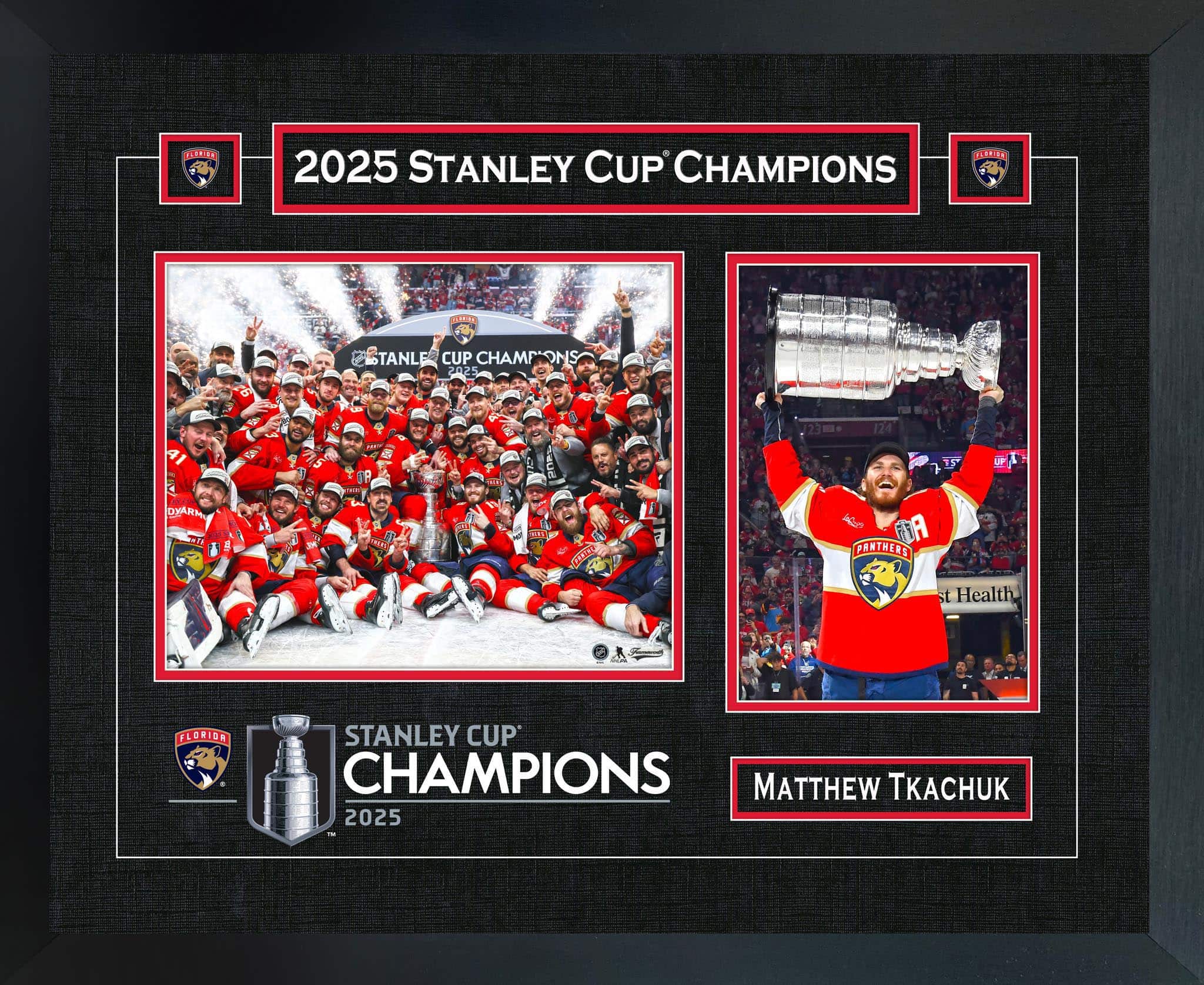 Matthew Tkachuk Florida Panthers 2025 Stanley Cup Champions 18" x 22" Player Championship Frame 22" x 18"