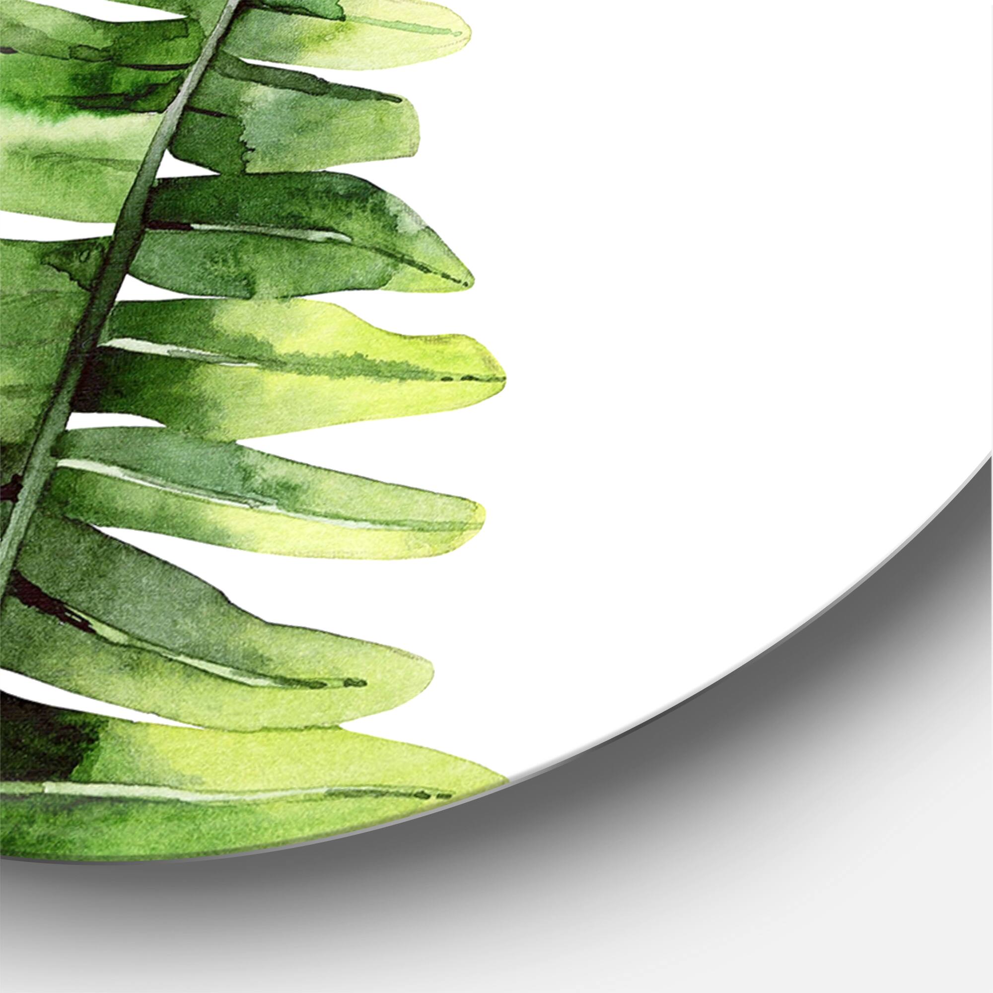Designart - Fern Plant In Greenbotanical Detail - Tropical Metal Circle Wall Art