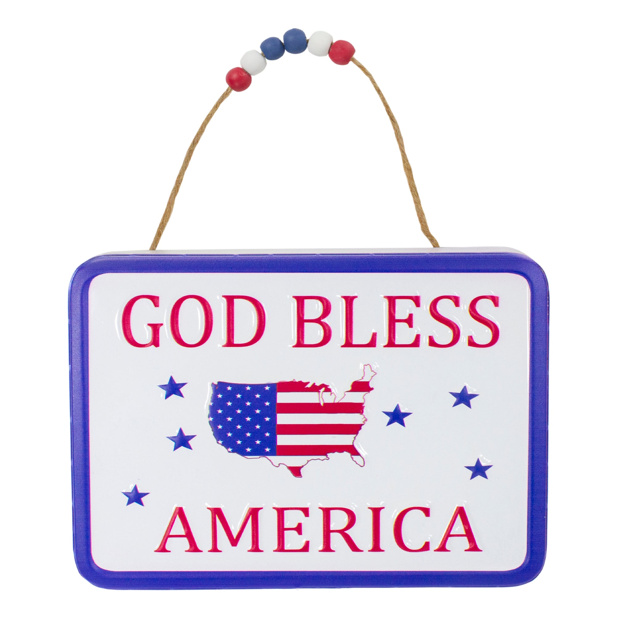 8.75" Metal Patriotic GOD BLESS AMERICA Sign Wall Décor By Northlight in Blue | 6.25" x 8.75" x 0.60" | Michaels®