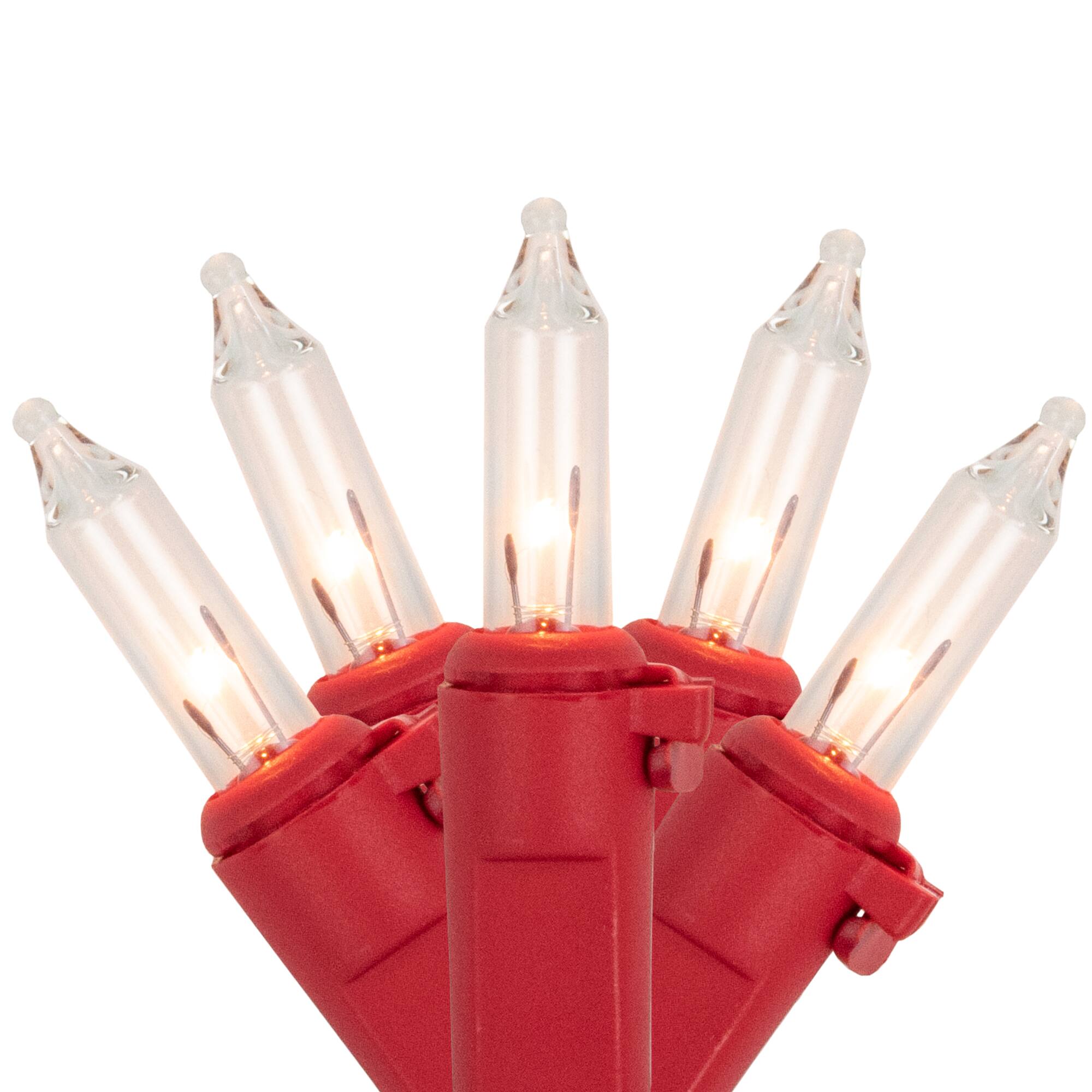 50ct Clear Mini Valentine's Day Light Set 10ft Red Wire