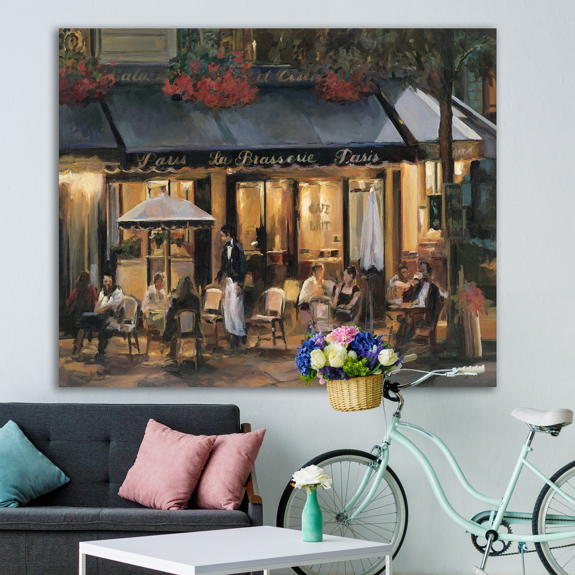 Designart - La Brasserie of Champs-Élysées Paris - French Country Gallery-wrapped Canvas