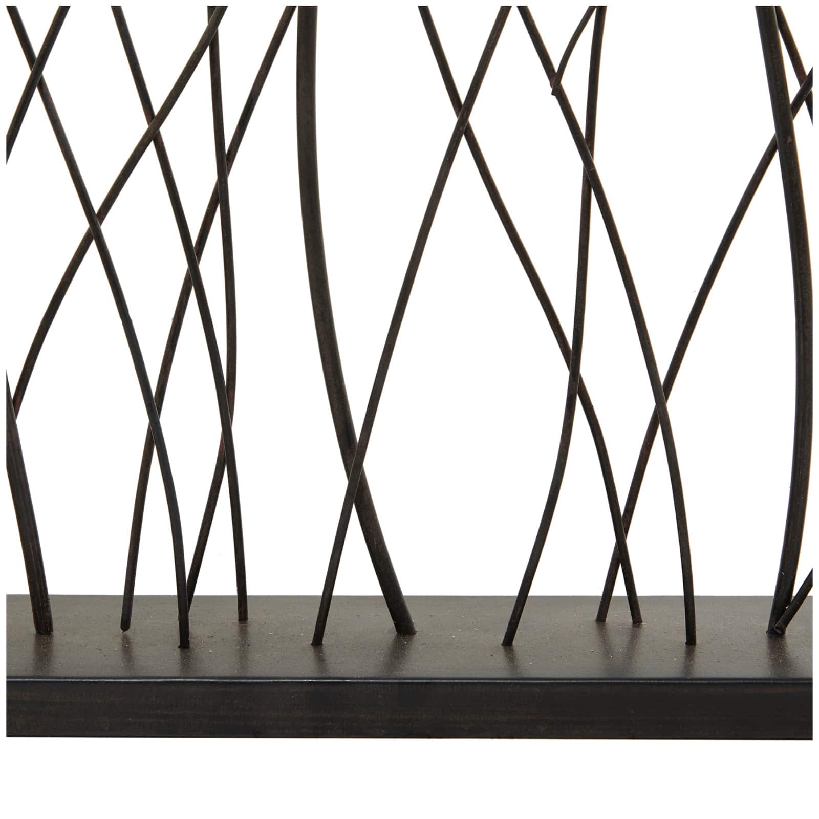 26.5" Black Metal Leaf with Black Base Sculpture