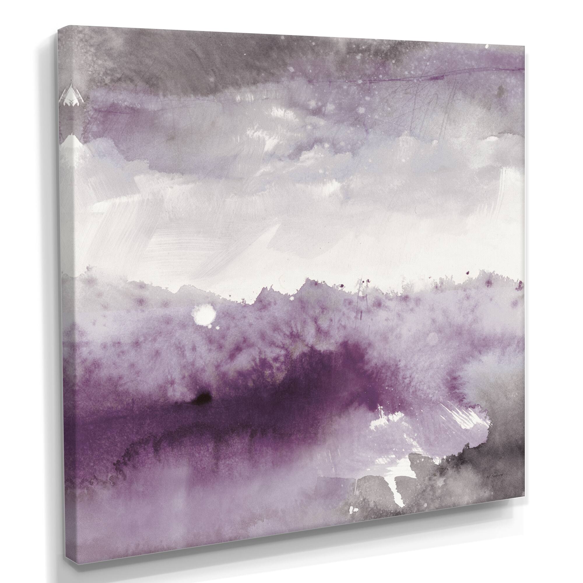 Designart - Midnight at the Lake II Amethyst and Grey