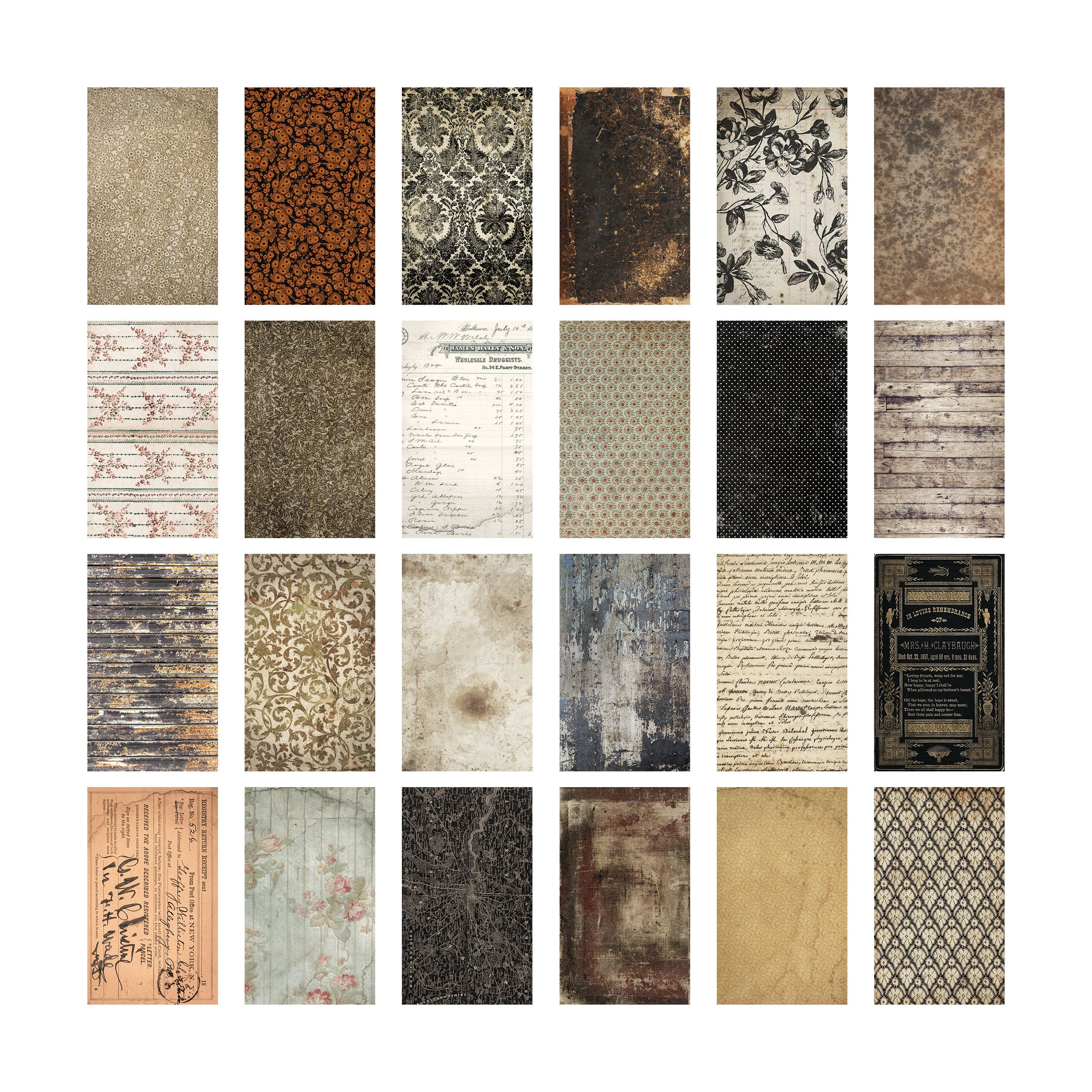 Tim Holtz® Idea-Ology 6" x 10" Antique Halloween Double-Sided Paper Backdrops, 24 Sheets